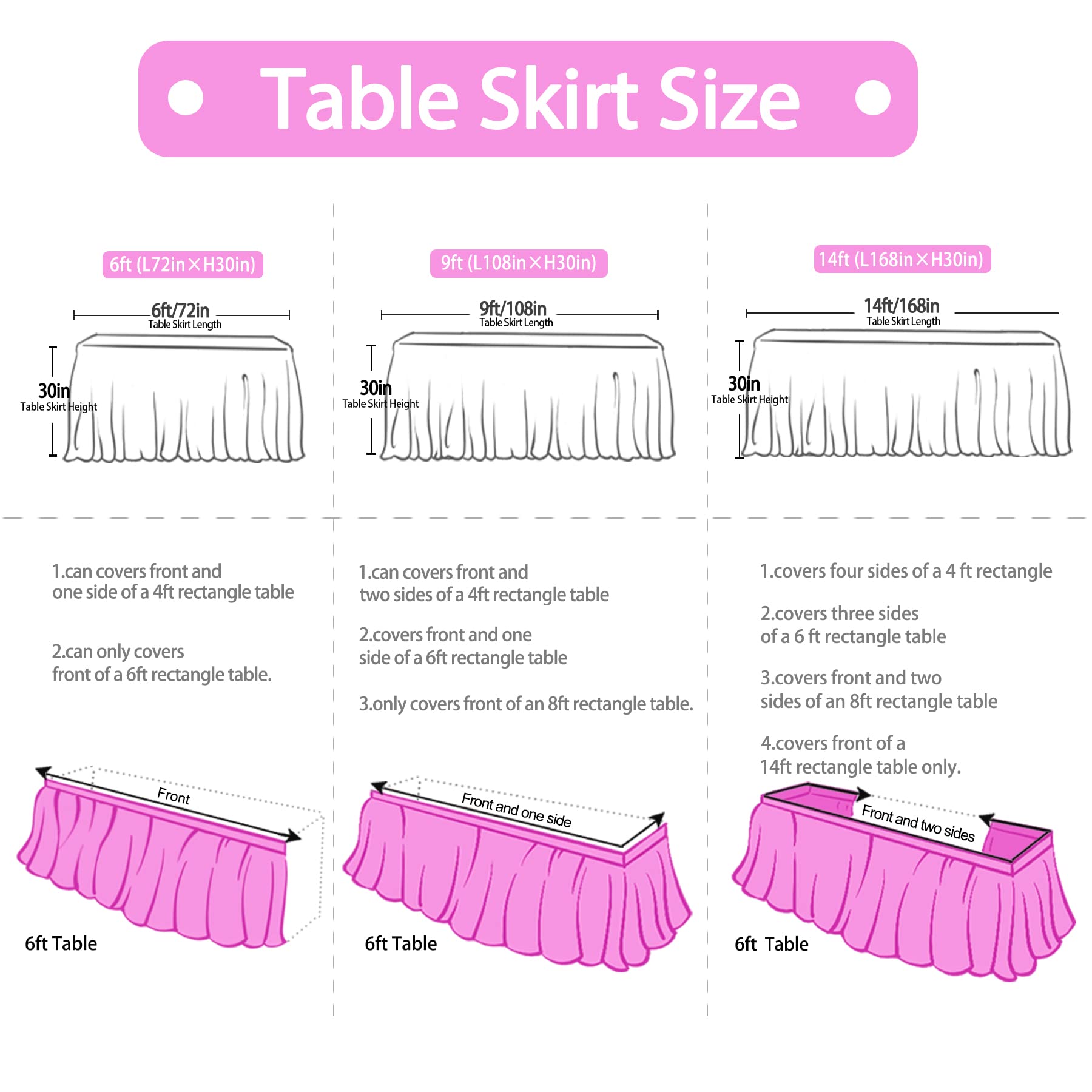 6ft Purple Butterfly Table Skirt - Baby Shower & Birthday Party Decor for Girls