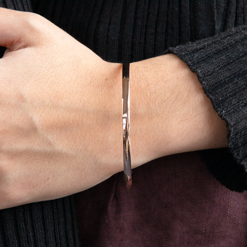 9ct Rose Gold 4mm Solid Bangle Bracelet for Women - Elegant Stackable Jewelry for Everyday Wear & Special Occasions