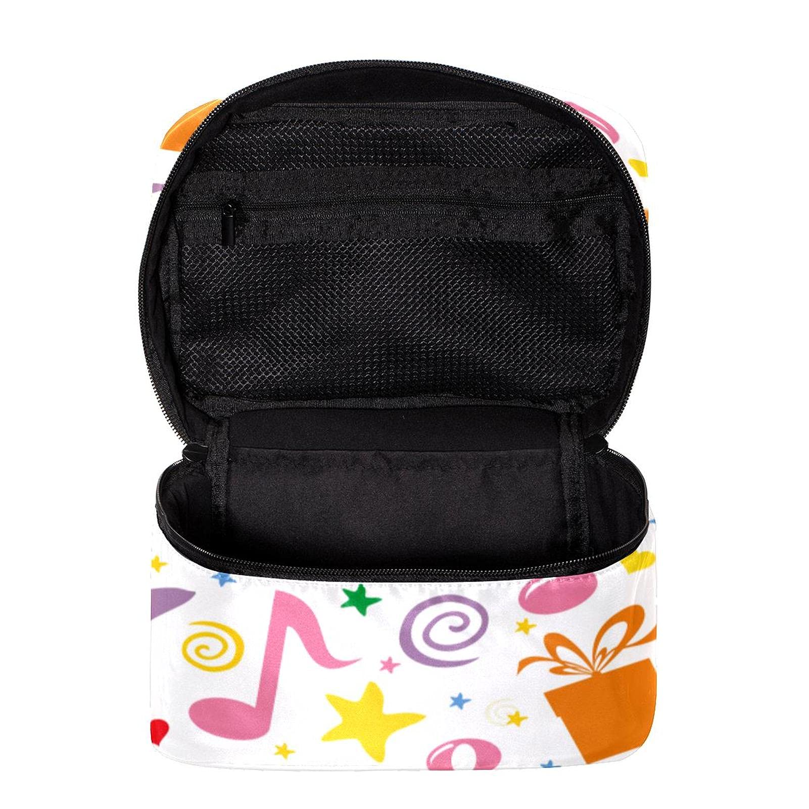 Stylish Red Rosy Yellow Musical Notes Travel Makeup Bag - Large Cosmetic Organizer with Zipper for Women & Girls | Perfect for Travel, Gym & Daily Essentials Storage