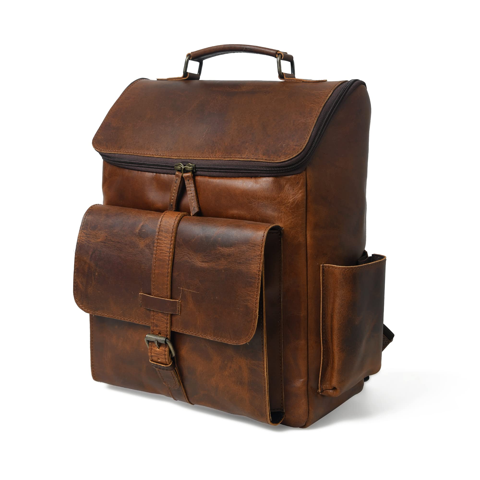 Premium Top Grain Leather Backpack for Men & Women - 16