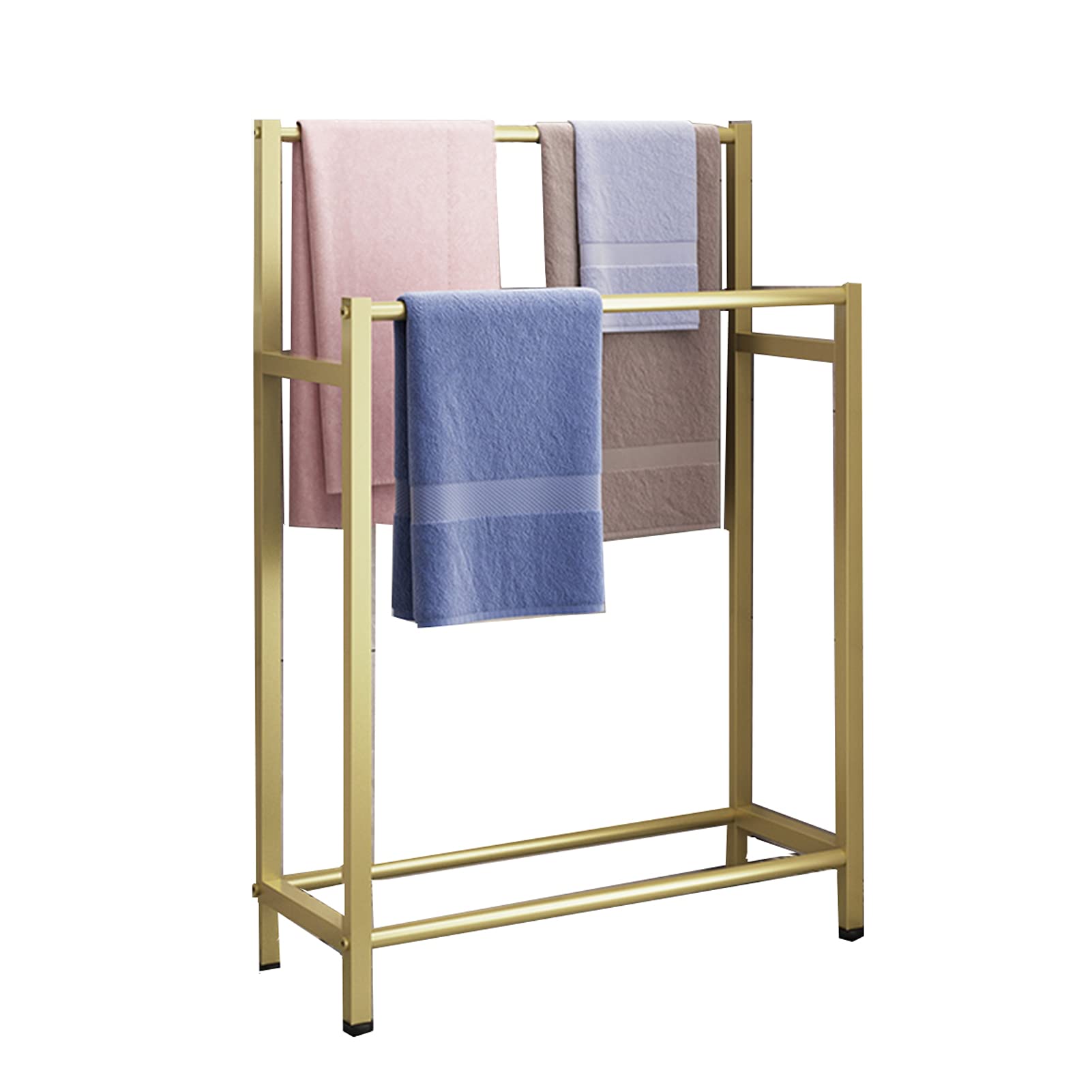 No-Drill 2-Tier Bathroom Towel Stand with Shelf - Rustproof Stainless Steel Towel Rack for Indoor/Outdoor Use - Perfect for Spa, Poolside & Home Decor