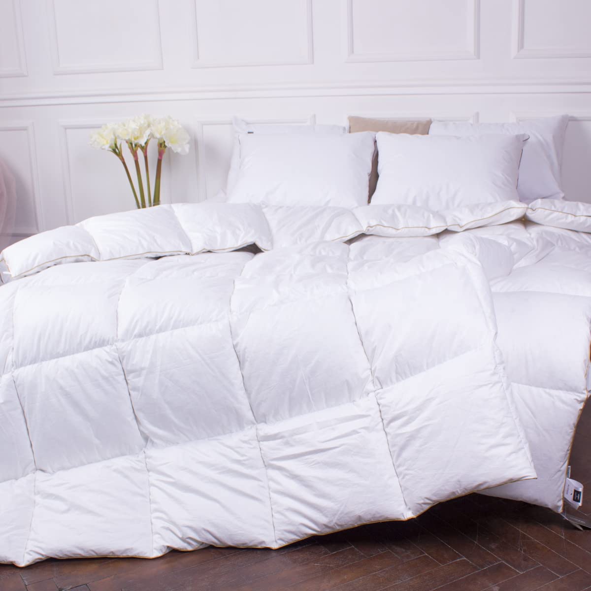 Premium MIRSON White Feather Goose Down Comforter - 700 Fill Power, Twin XL Size, 2900g Warmth, 100% Natural Cotton Cover (White) - Luxury Bedding for Winter, Guest Rooms & Cozy Home Decor