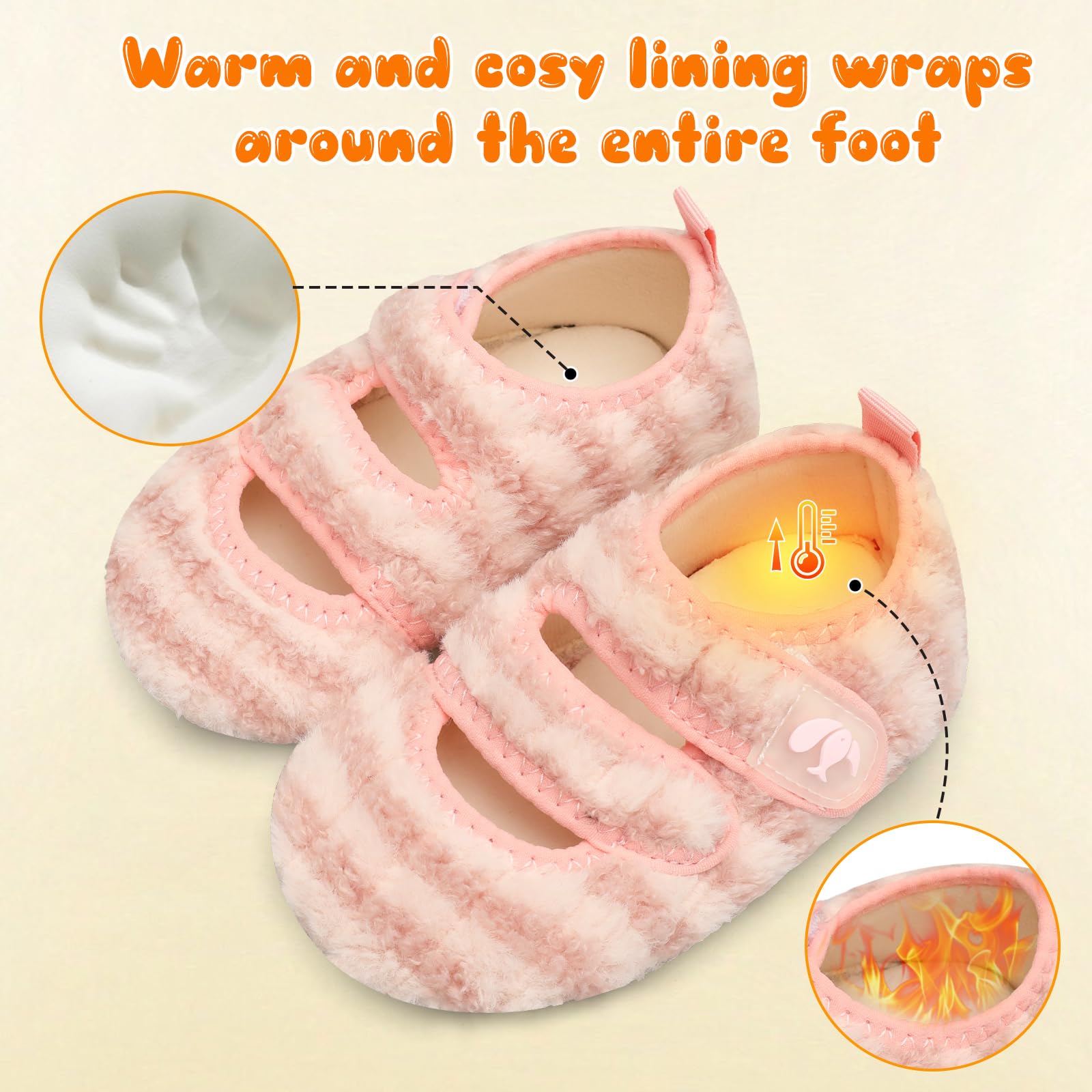 FEETCITY Warm Toddler House Slippers for Boys & Girls - Soft Winter Indoor Home Shoes with Non-Slip Soles - Perfect for Playtime, Nursery and Cozy Family Moments at Home