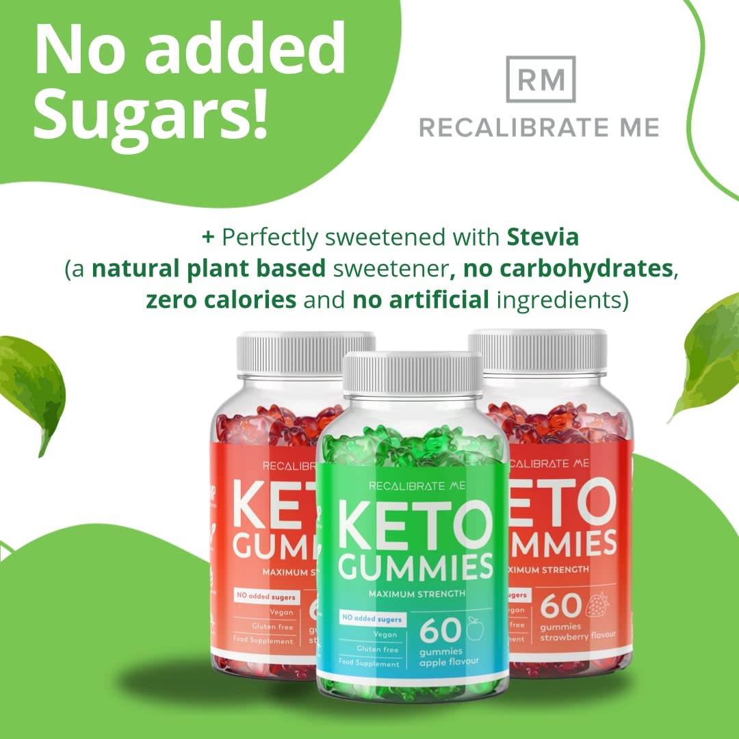 RECALIBRATE ME Keto Gummies for Weight Loss | Sugar-Free Strawberry Flavored Vegan Snacks | Gluten-Free Ketogenic Diet Supplement (60 Count) - Perfect for On-the-Go Healthy Lifestyle & Low-Carb Diet Support