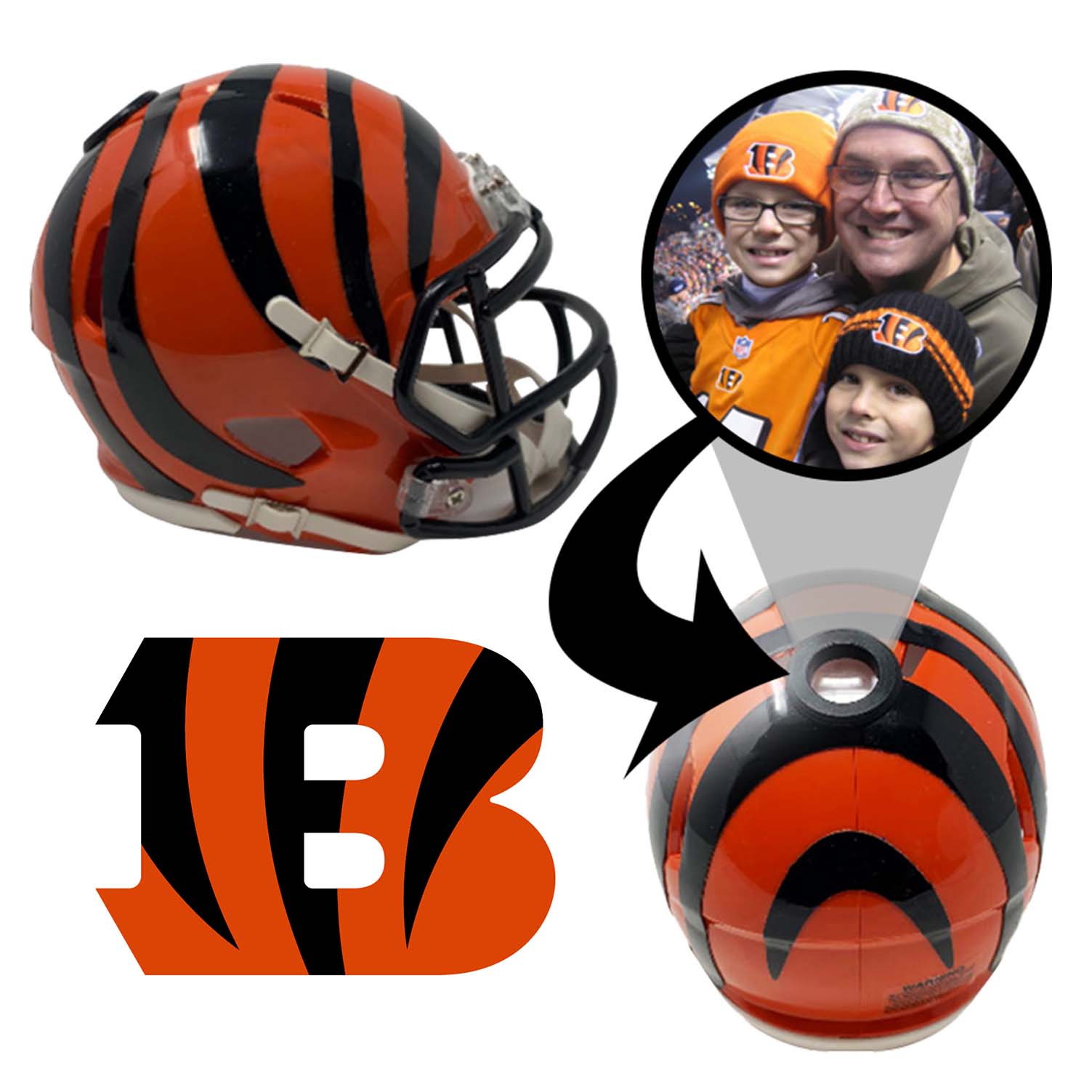 Cincinnati Bengals NFL Mini Helmet - Authentic Collectible Football Display with Picture Inside - Perfect for Fans, Sports Memorabilia, and Home Office Decor