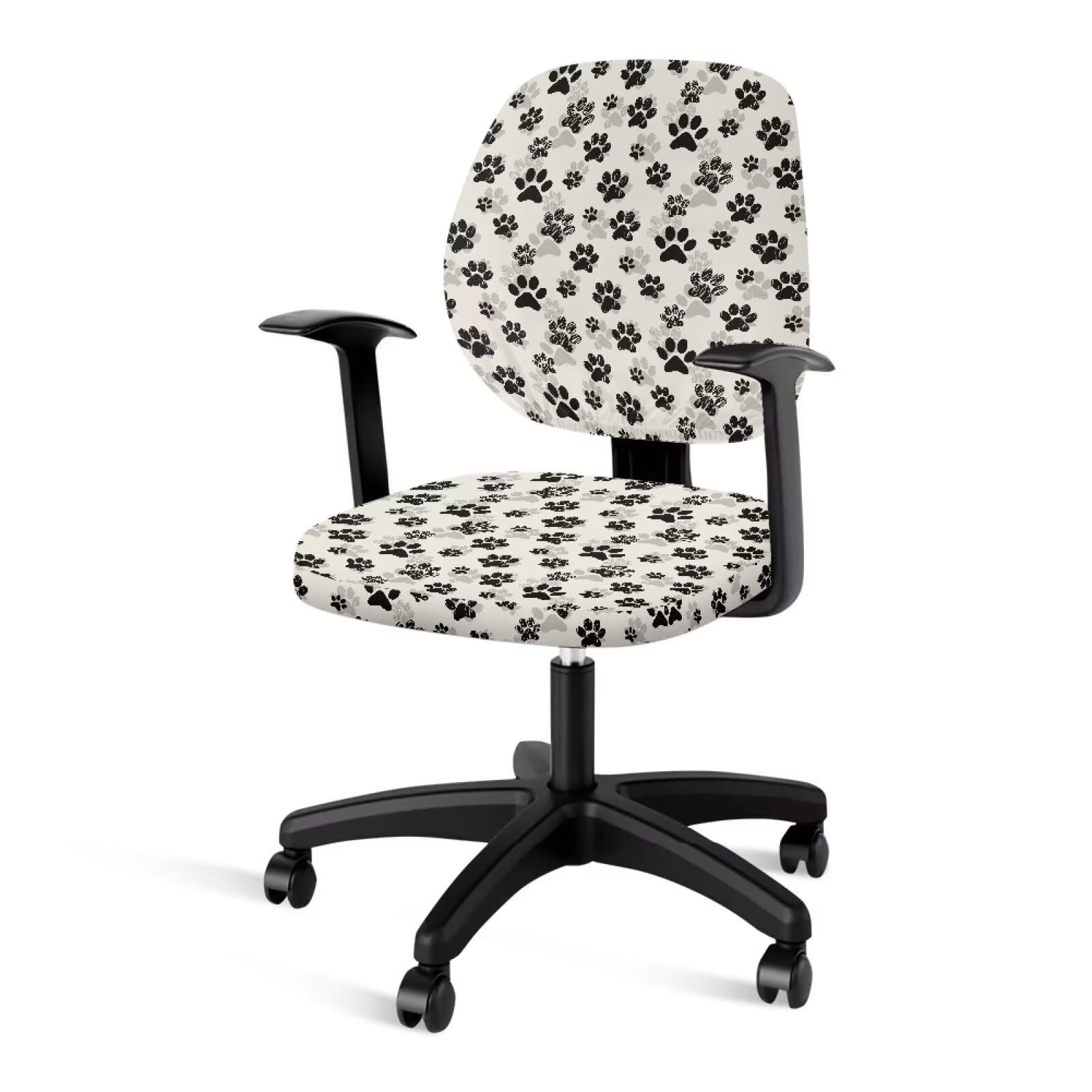 Stretchable Chair Covers for Office & Gaming - 2PCS Black Paw Print - Home & Office Use