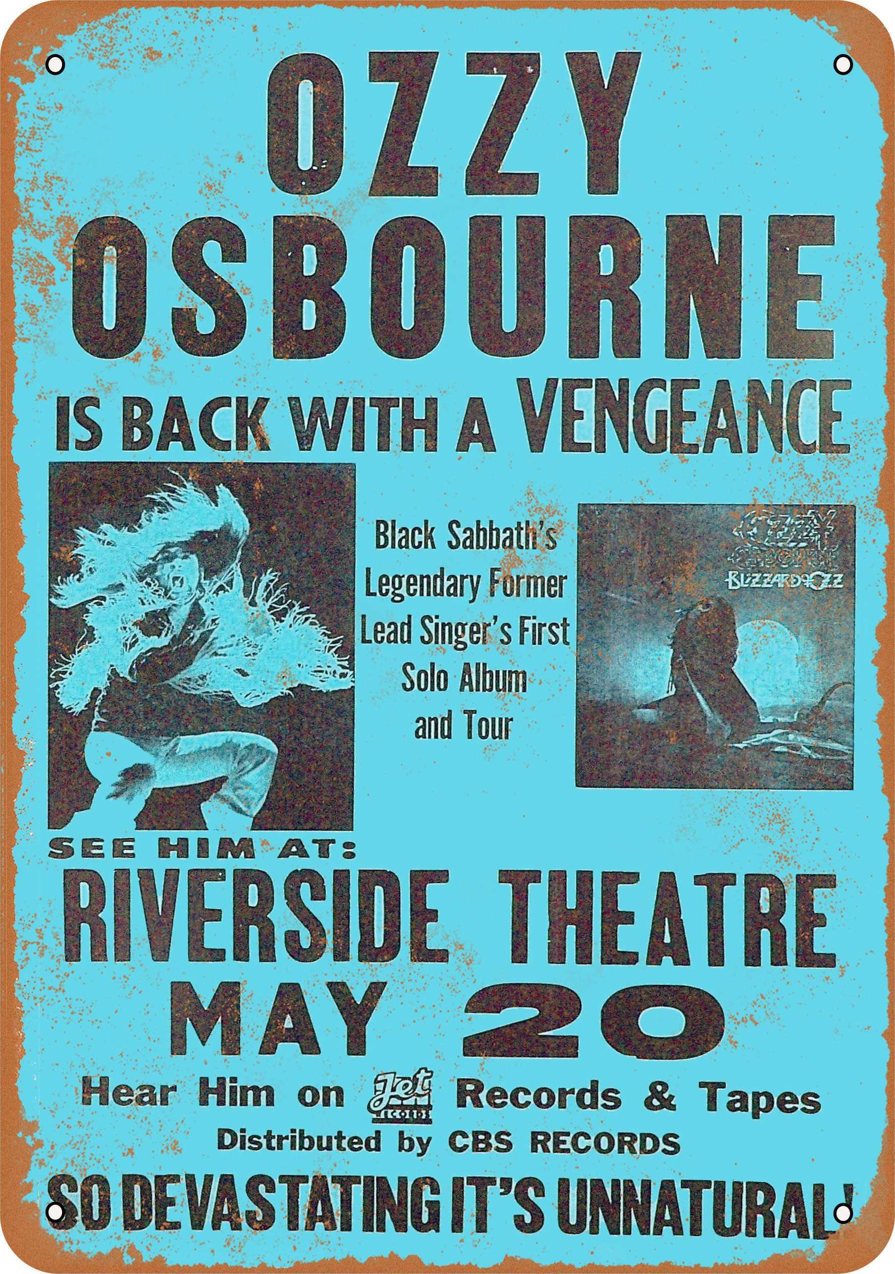 Vintage 7x10 Inch Metal Sign - 1981 Ozzy Osbourne Milwaukee Concert - Retro Wall Decor for Man Cave, Bar, Garage & Music Room