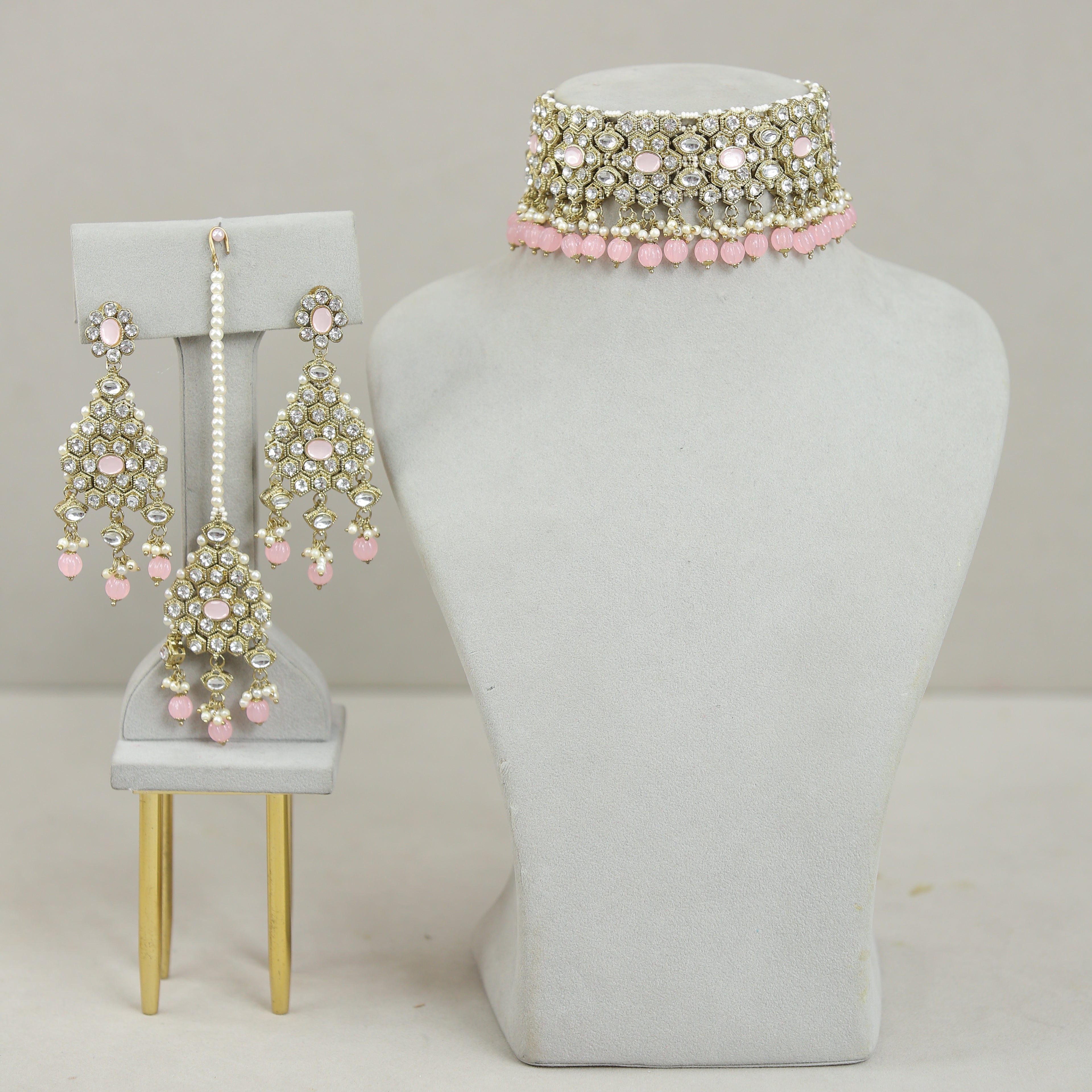 Aditi Stone Jewelry Set - Elegant Necklace, Earrings & Bracelet for Women | Perfect for Weddings, Parties & Special Occasions