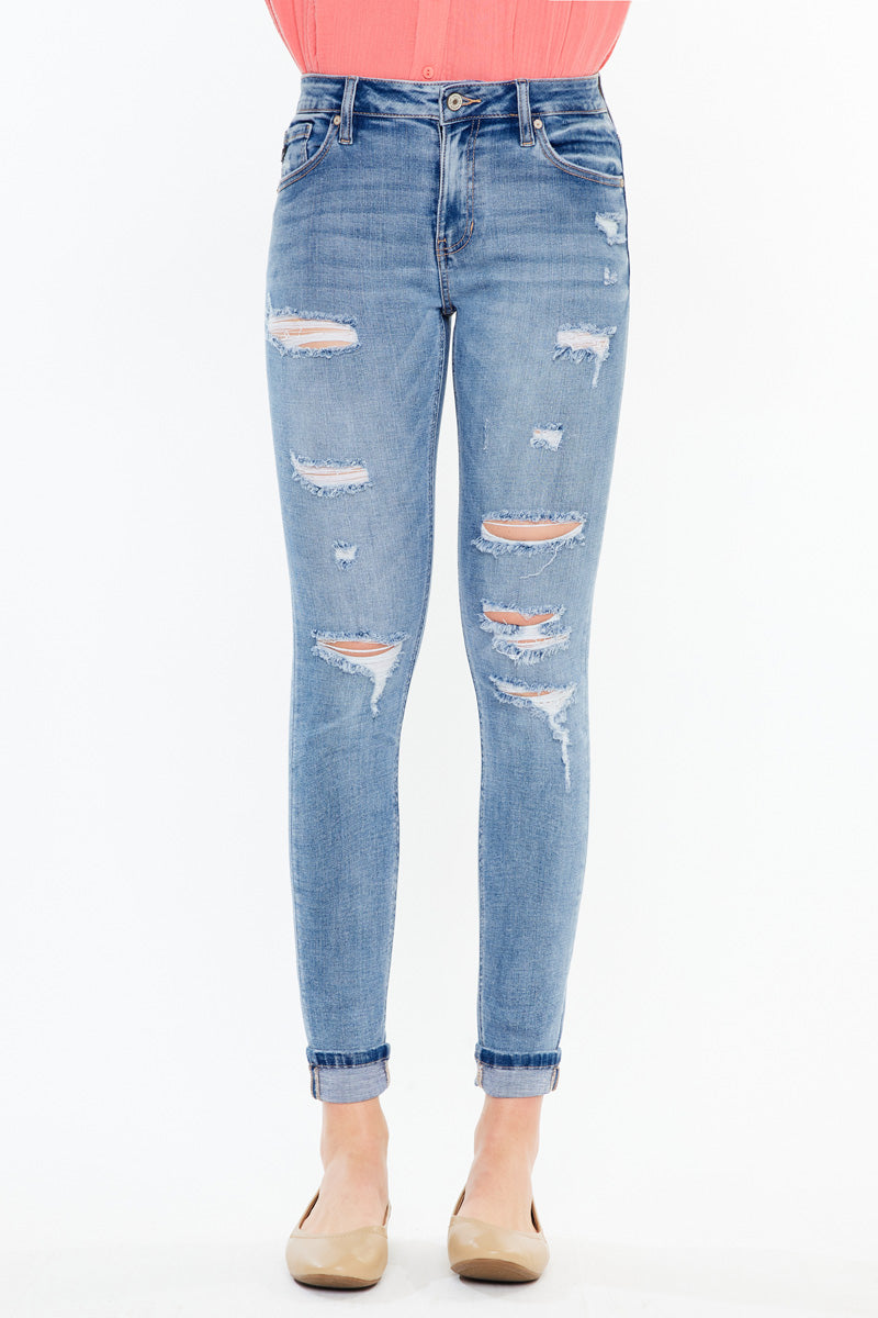 Amanda Women's High Rise Ankle Skinny Jeans - Stretch Denim Pants for Casual Wear & Everyday Outfits