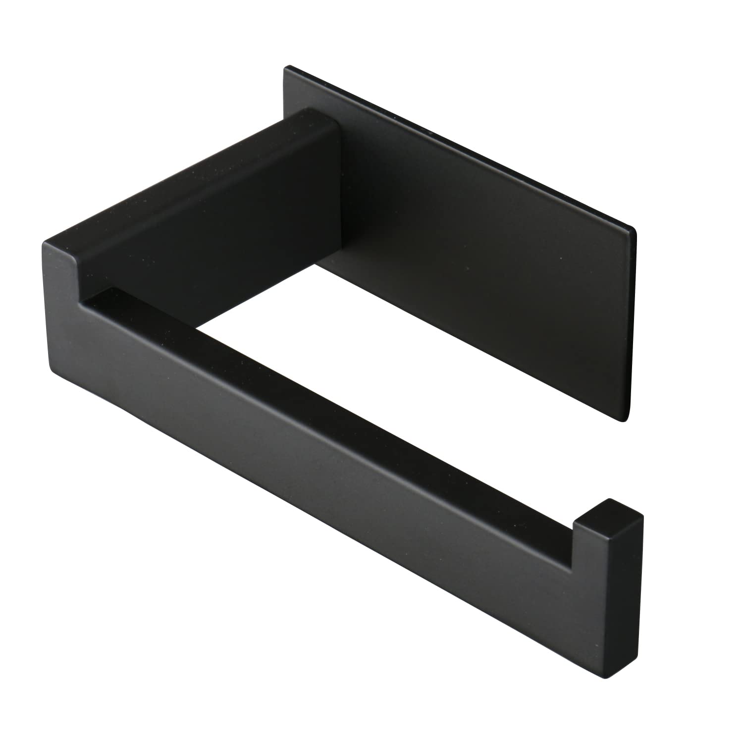 Stainless Steel Self-Adhesive Toilet Paper Holder - No Drill Rustproof Bathroom Tissue Roll Rack - Easy Installation Matte Black - Perfect for Office, Home & RV Bathrooms