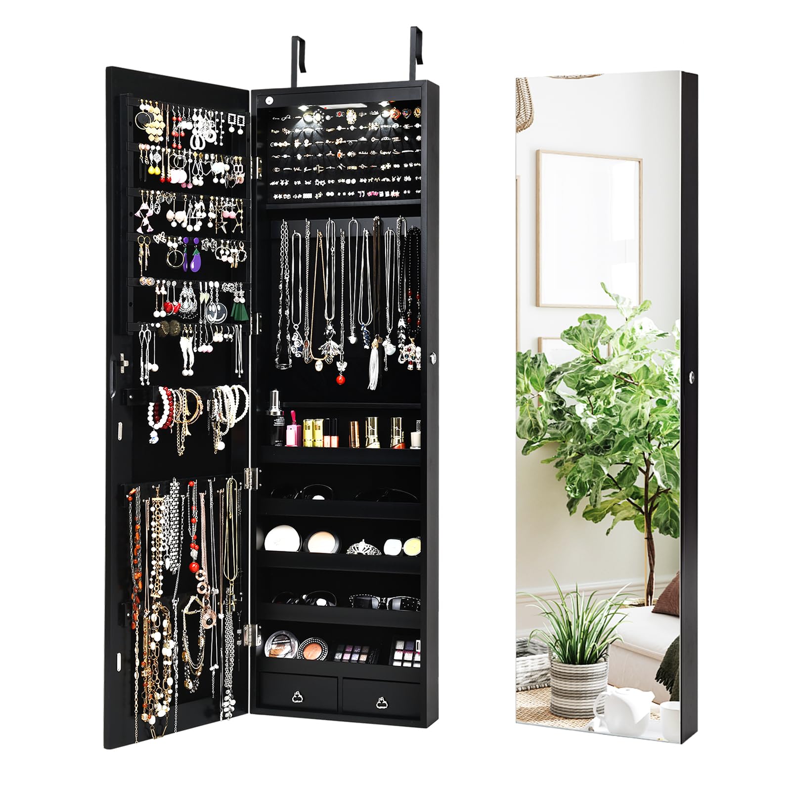 NAFORT 2 LED Jewelry Cabinet with Mirror - 47.5