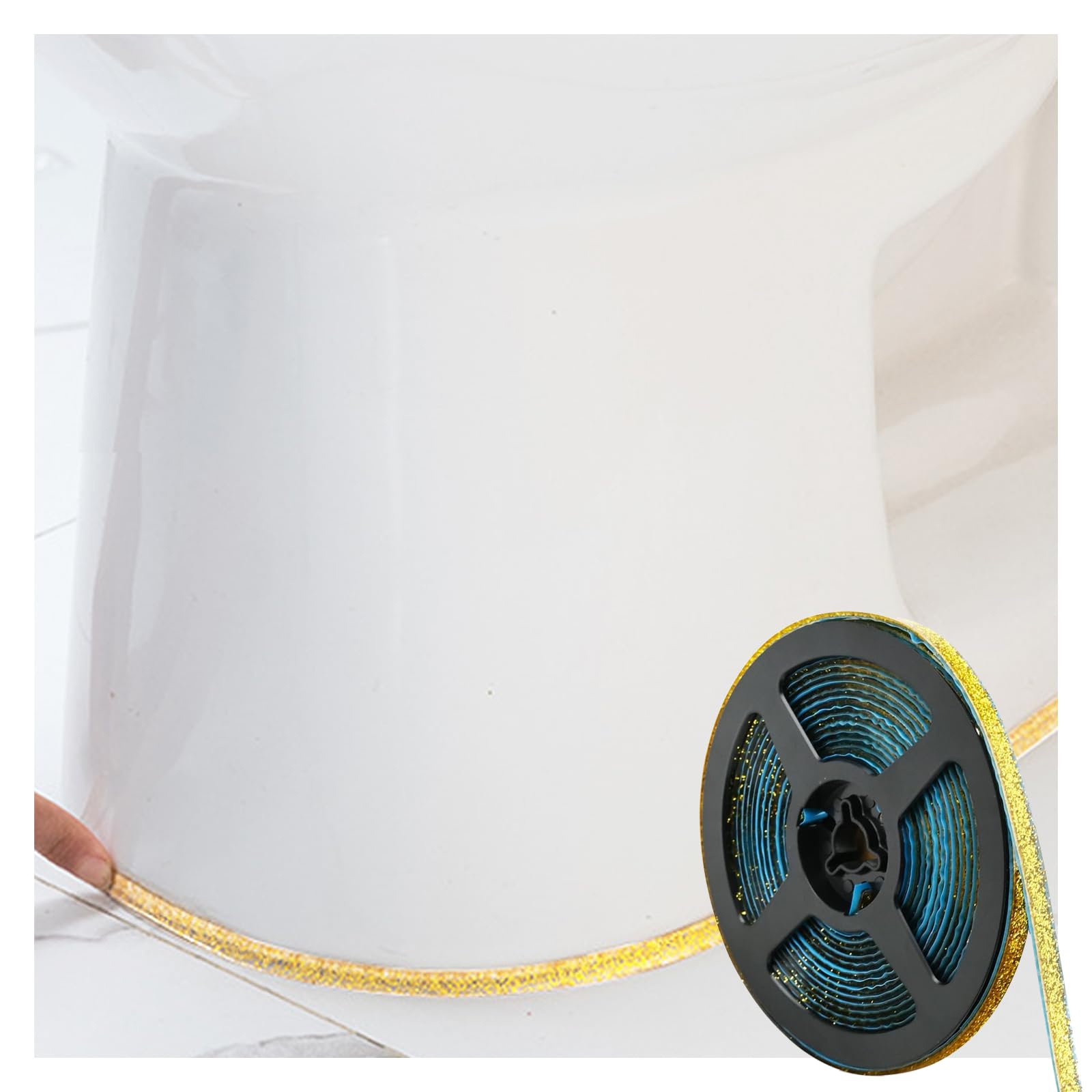 Self-Adhesive Flexible Ceiling Molding Trim - Peel and Stick Caulk Tape Sealant Strip for Stove, Sink, Toilet, Wall Corners & Tile Edges - Gold (Perfect for Bathroom, Kitchen & Home Renovation Projects)