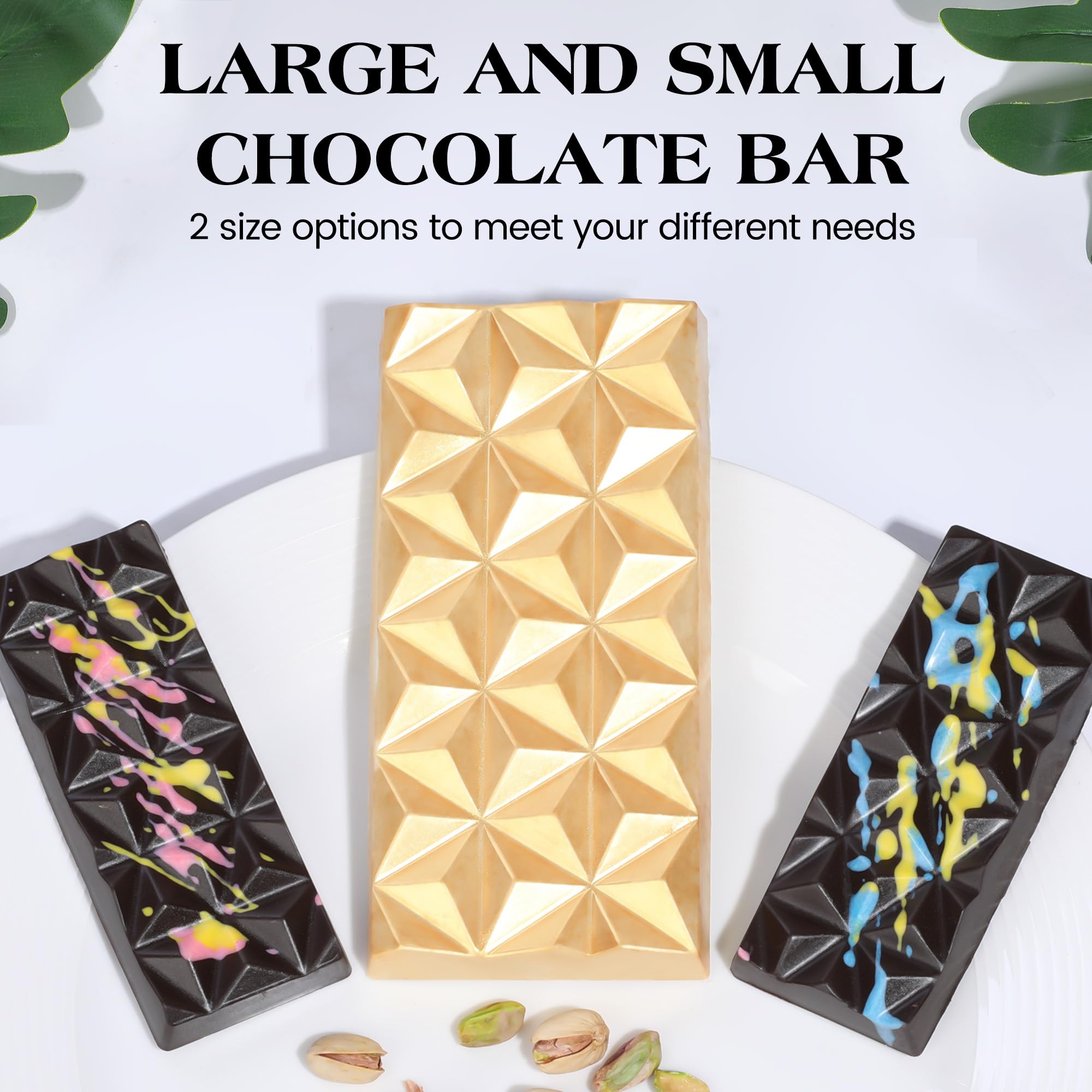 Premium 2-Piece Silicone Chocolate Molds Set - Deep Break Apart Candy Bar Molds for Baking, Wax Melts & DIY Crafts (Pyramid Shape) - Perfect for Valentine's Day Gifts, Birthday Parties & Holiday Treats