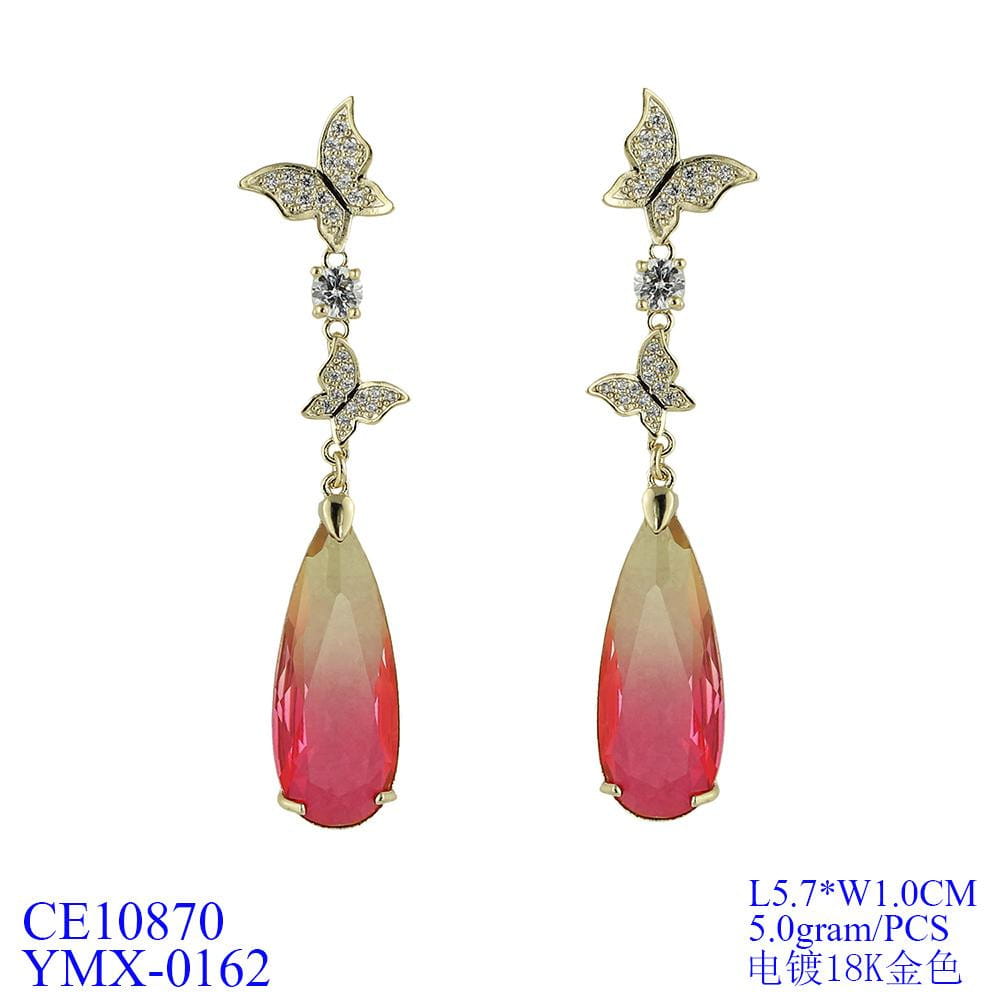 Cubic Zirconia CZ Copper Water Drop Dangle Earrings for Women - Elegant Crystal Stud Earrings for Party, Wedding & Evening Wear | CE10870