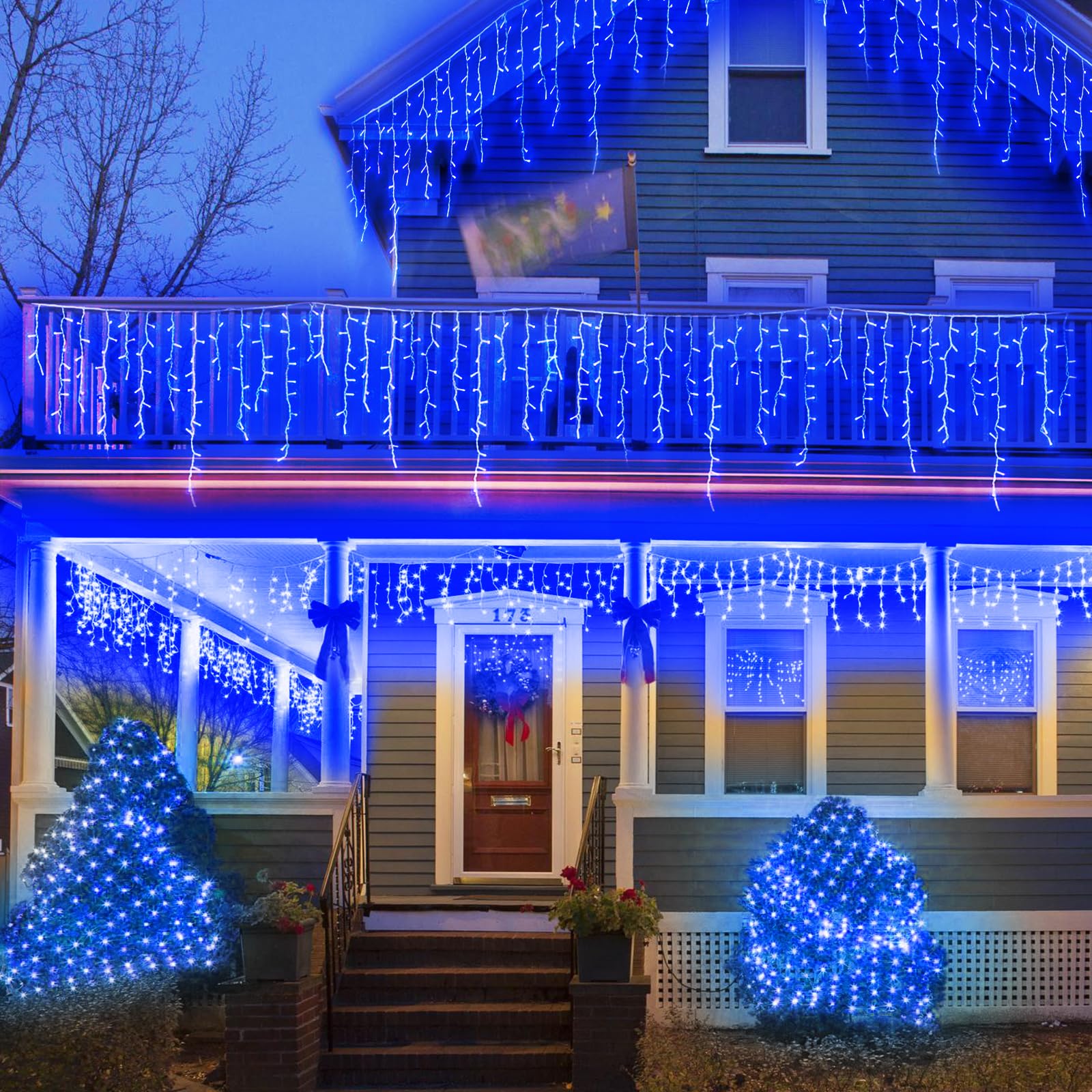YEGUO 400 LED Blue Icicle Lights - 33ft Waterproof Outdoor Christmas String Lights for Holiday Decor