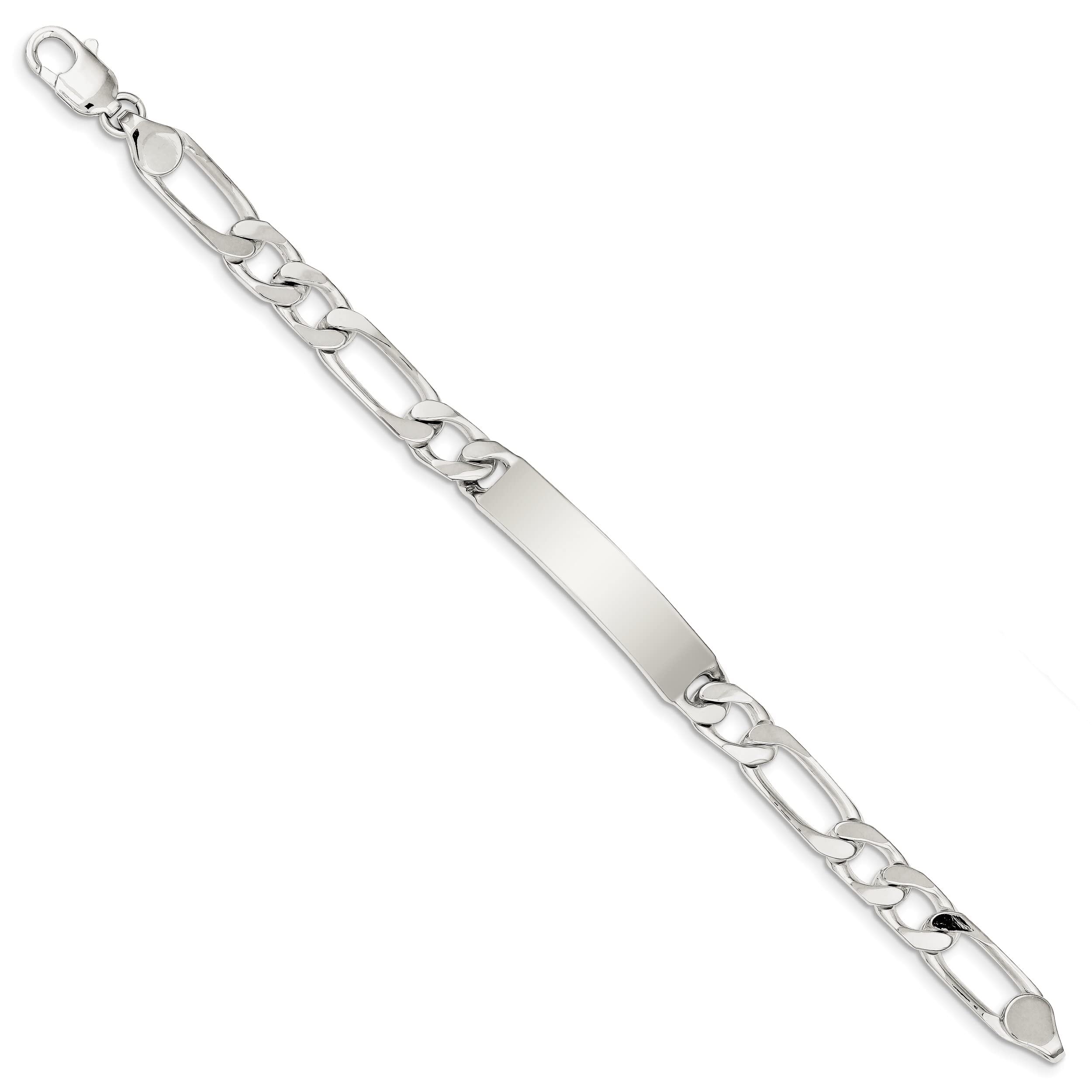 FindingKing Sterling Silver Figaro Chain ID Bracelet 8.5