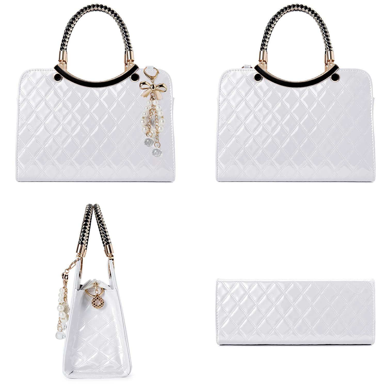 Shiny Patent Leather Women's Handbags - Fashion Top Handle Satchel Purse & Crossbody Shoulder Bag for Work, Party & Daily Use