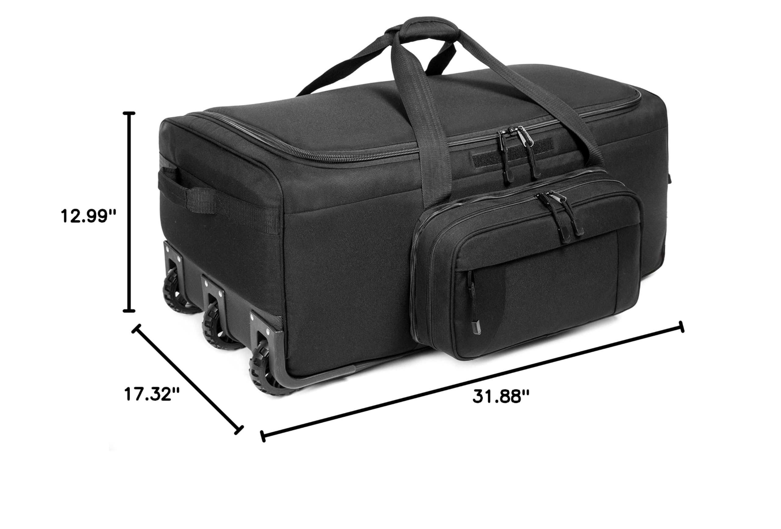 120L Tactical Duffle Bag with Wheels - Large Rolling Military Gear Bag with Handle for Travel, Camping & Outdoor Adventures (Black)