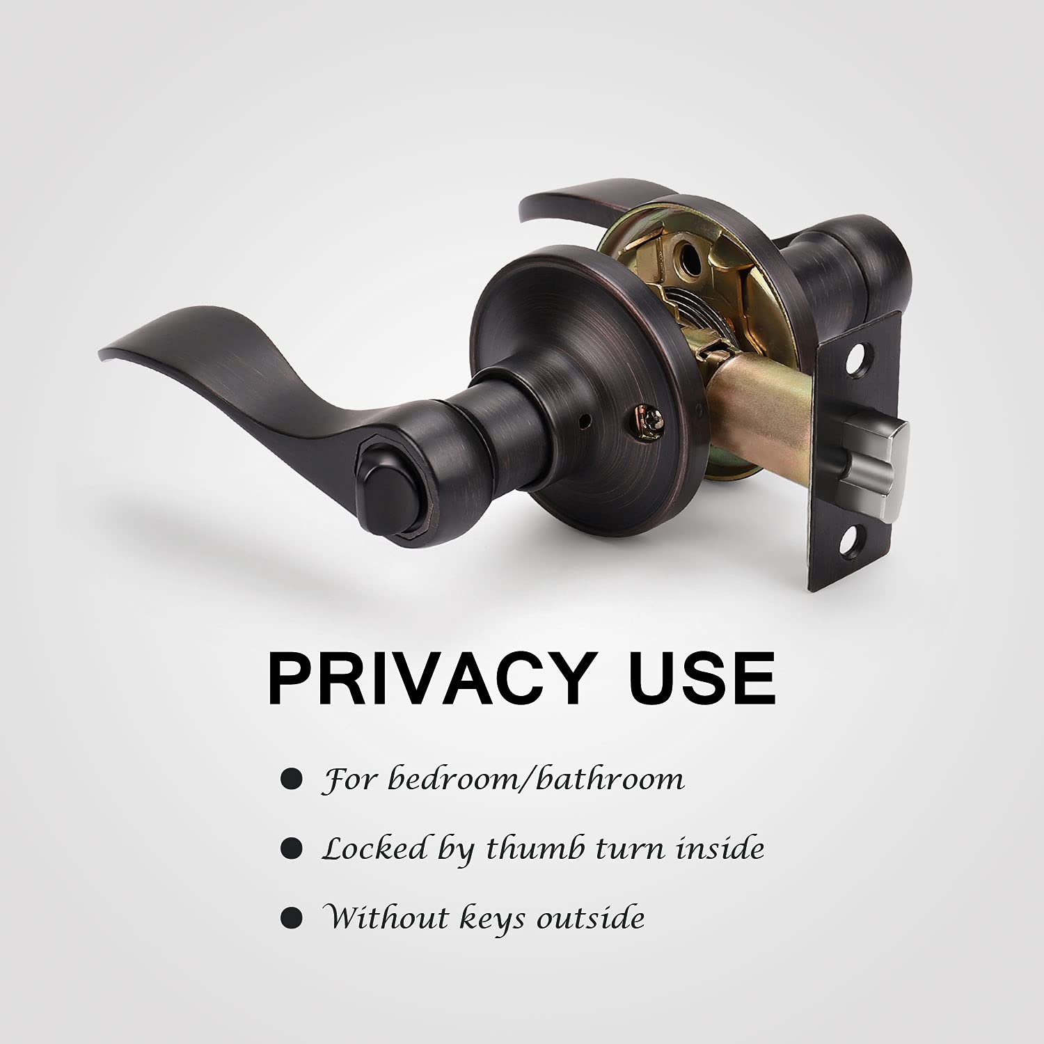 KNOBWELL 10 Pack Bronze Privacy Door Knobs - Interior Door Handles for Bathroom & Bedroom - Keyless Door Levers for Left or Right Hand - Perfect for Home, Office & Commercial Spaces