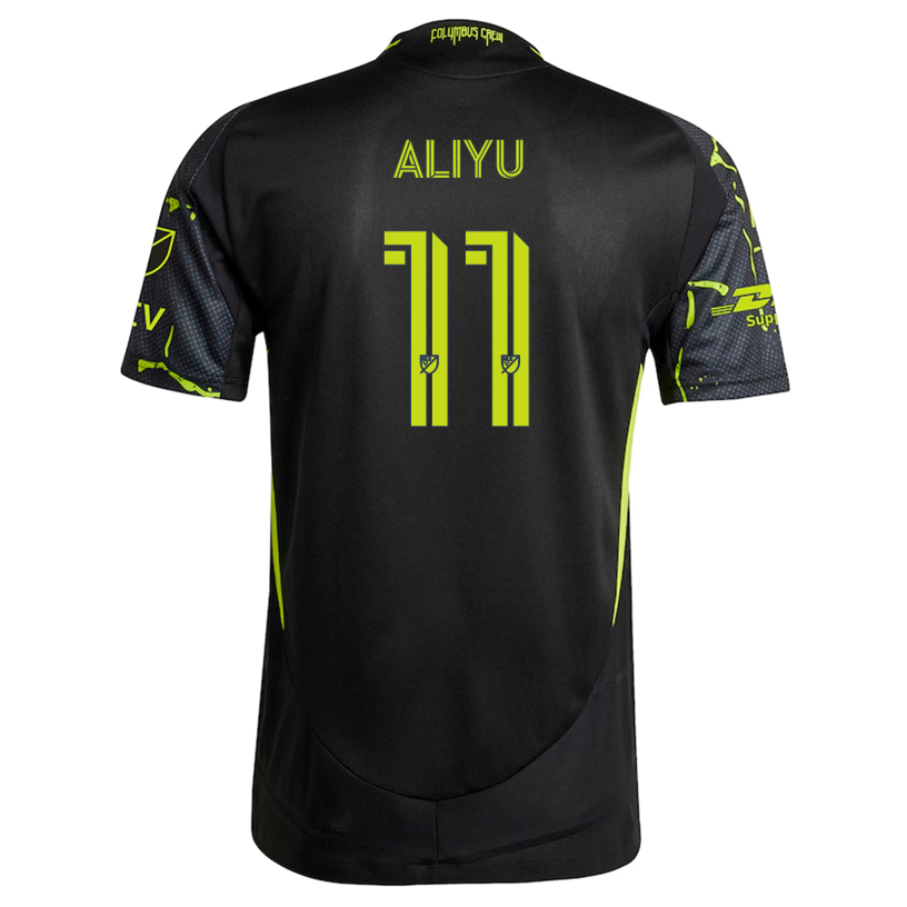 Adidas Ibrahim Aliyu Columbus Crew Authentic Away Jersey 25/26 - Black/Yellow with MLS Patches | Official Soccer Jersey for Fans & Players | Perfect for Matchdays, Training & Gameday Outfits