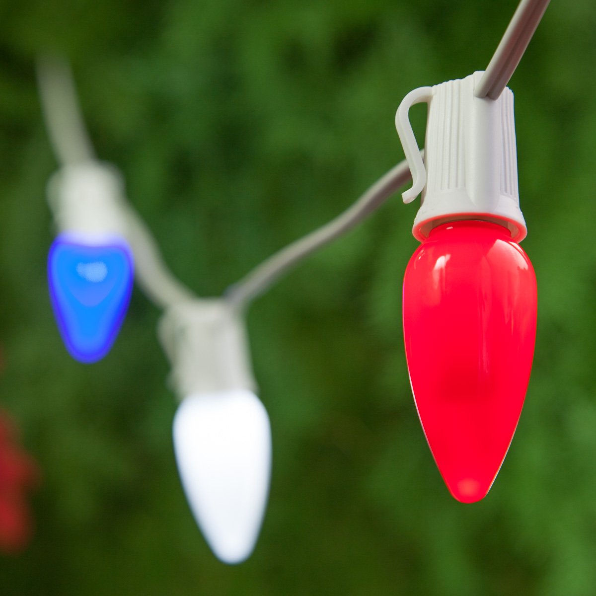 Patriotic LED Outdoor String Lights - 75 Ft Red White and Blue C9 OptiCore Smooth Lights for 4th of July Decorations, Christmas, Memorial Day & Backyard Parties - Weatherproof Patio Lighting for Porch, Garden & Holiday Celebrations