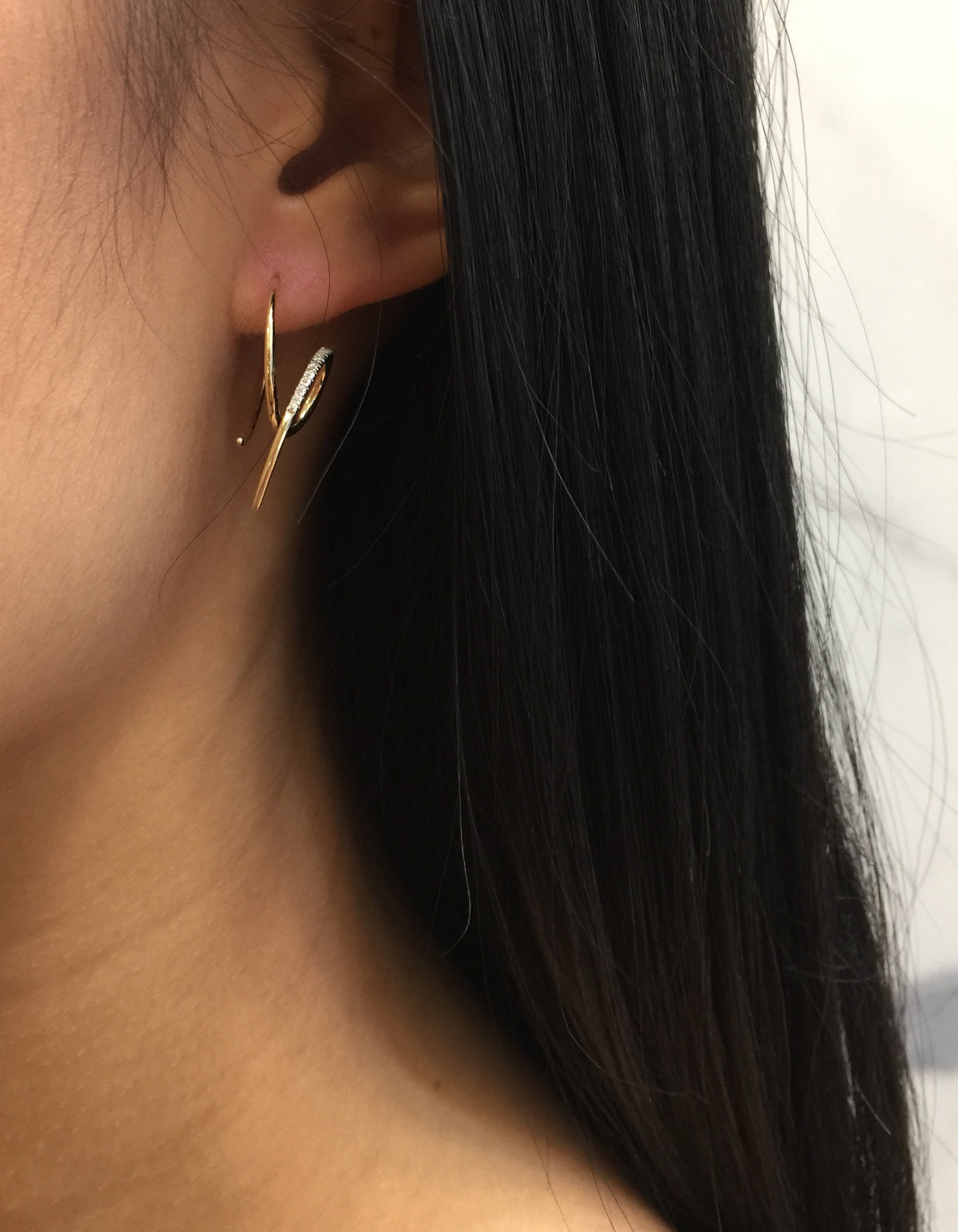 14K Gold Racer Diamond Stud Earrings for Women - Elegant & Hypoallergenic Jewelry for Everyday Wear, Parties & Special Occasions