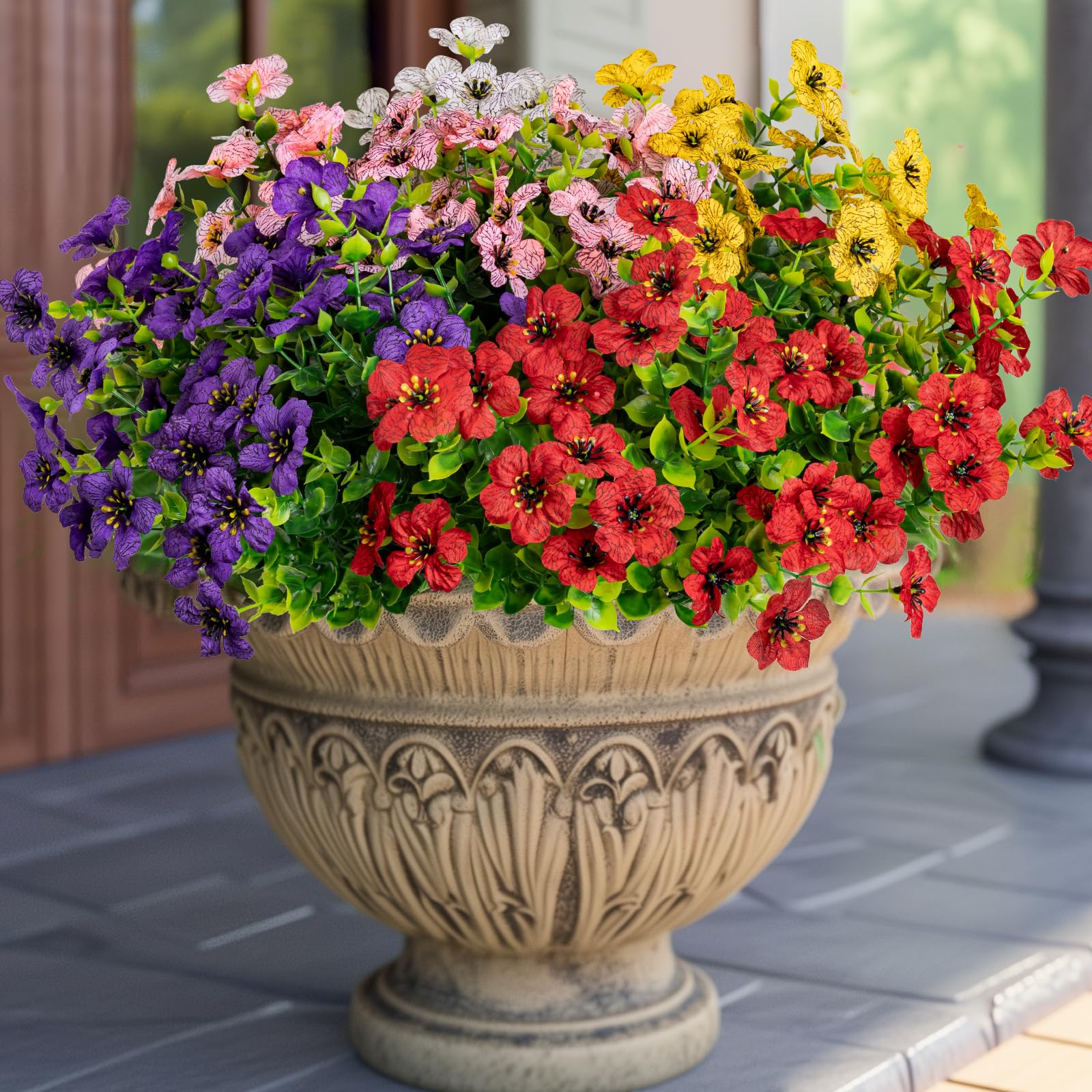 Lnoicy 10pcs Artificial Flowers for Outdoor & Indoor - Faux Plants Decor for Garden, Wedding, Farmhouse (Mix Color) - Perfect for Home Decor, Table Centerpieces, and DIY Crafts