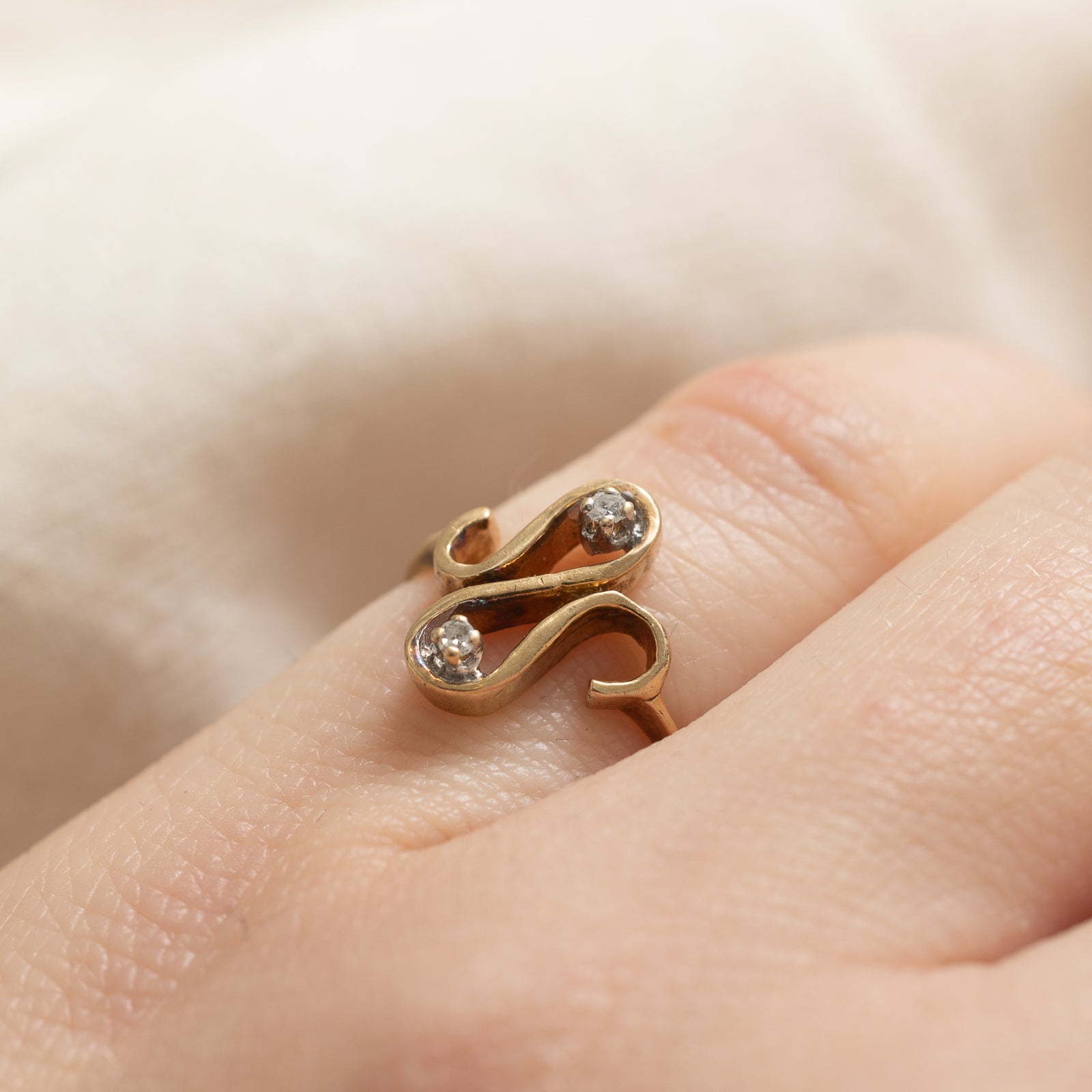 Diamond Abstract Ring - 0.03ctw Genuine Diamond Jewelry - Size 3 - Elegant Minimalist Stackable Ring for Women - Perfect for Everyday Wear, Anniversary Gifts & Special Occasions