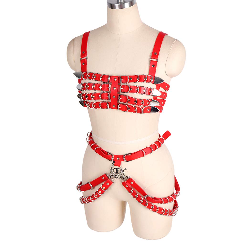 Punk Leather Body Harness for Women - Hollow Out Frame Garter Belt Set, Gothic Lingerie Accessories | Perfect for BDSM, Cosplay, and Alternative Fashion Outfits
