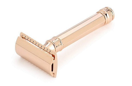 Edwin Jagger Double Edge Safety Razor with 18K Rose Gold Octagonal Handle - Classic Shaving for Men, Perfect for Wet Shaving & Grooming Gifts