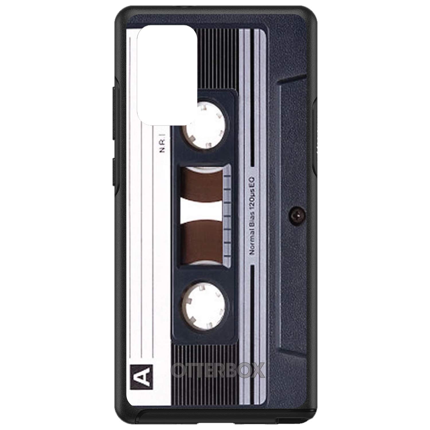 DistinctInk Samsung Galaxy Note 20 Ultra Case (6.9 Inch) - Durable Black Phone Cover with Audio Cassette Design - Compatible with OtterBox Symmetry - Perfect for Work, Travel & Everyday Protection