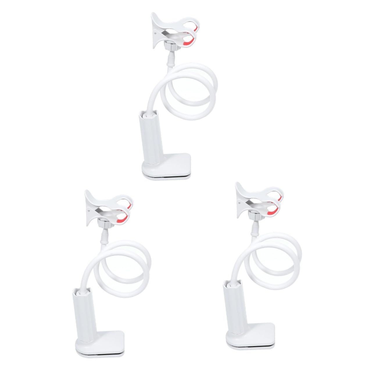 STOBOK 3-Pack White Spiral Phone Stand Holder - Adjustable Lazy Smartphone Kickstand for Desk, Bookshelf & Stamp Drum - Perfect for Reading, Watching Videos & Hands-Free Calling (White)