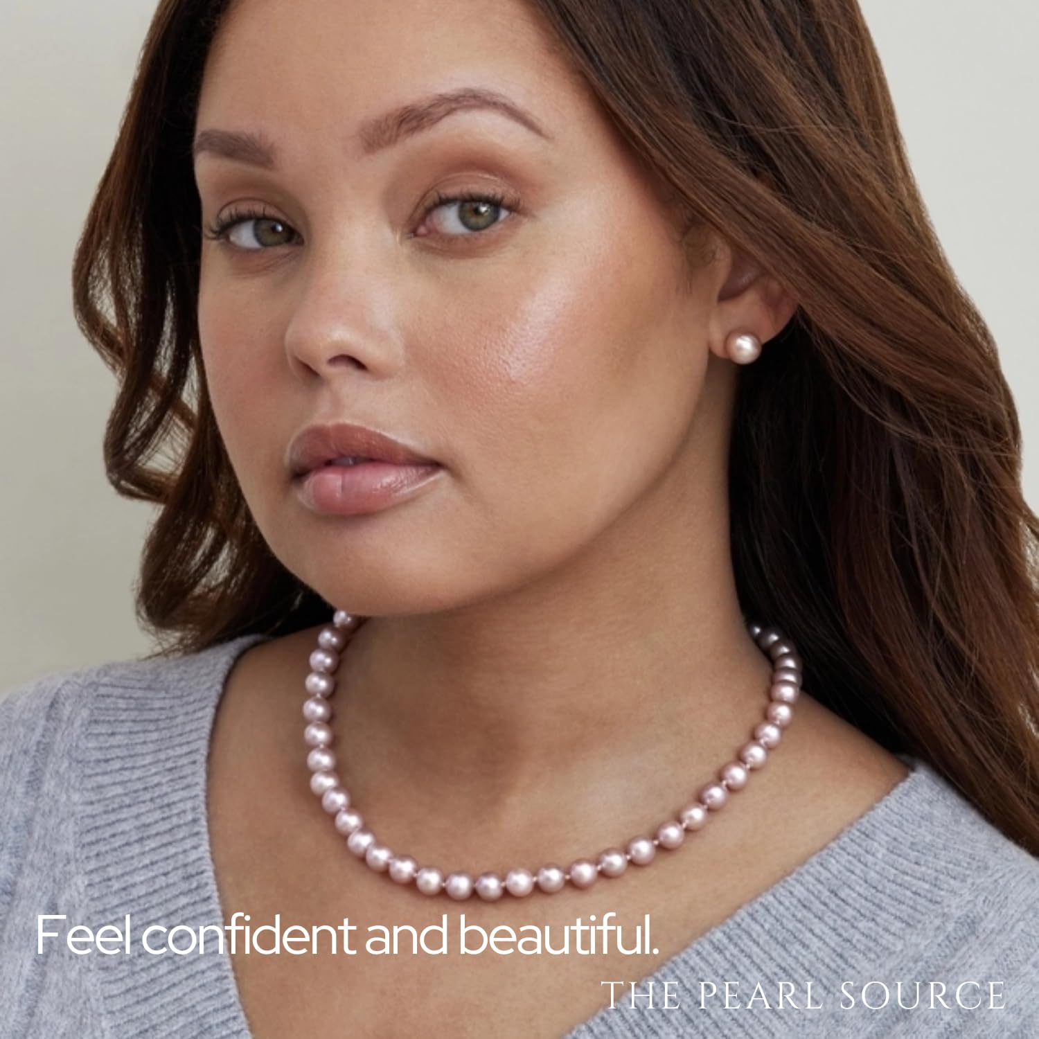 14K Gold 7-8mm Round Pink Freshwater Pearl Necklace & Earrings Set - 18