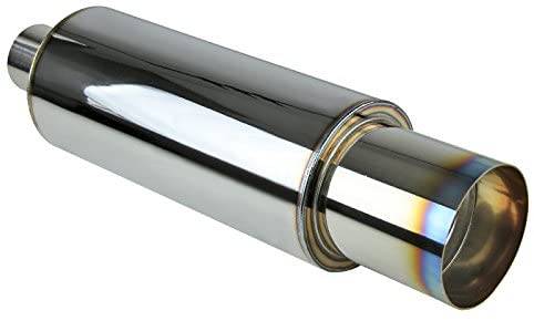 ASA T Muffler with Silencer - 4 Inch Stainless Steel Flat Exhaust Tip - Perfect for Car, Truck & Motorcycle Performance Upgrades