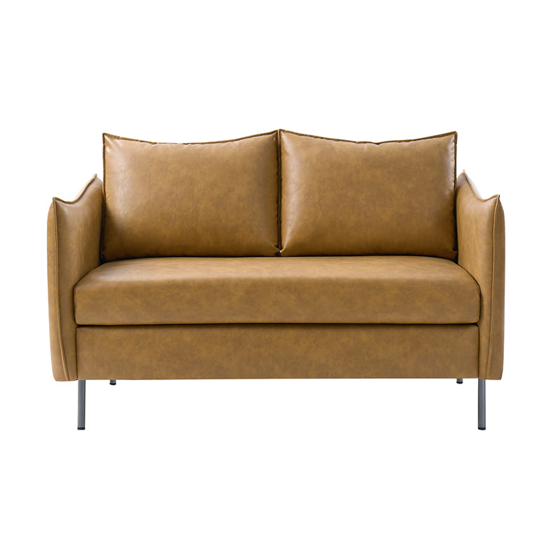 Modern Industrial Loveseat with PU Leather - Stylish Small Sofa for Living Room, Office or Lounge - Comfortable Two-Seater Couch for Home Decor