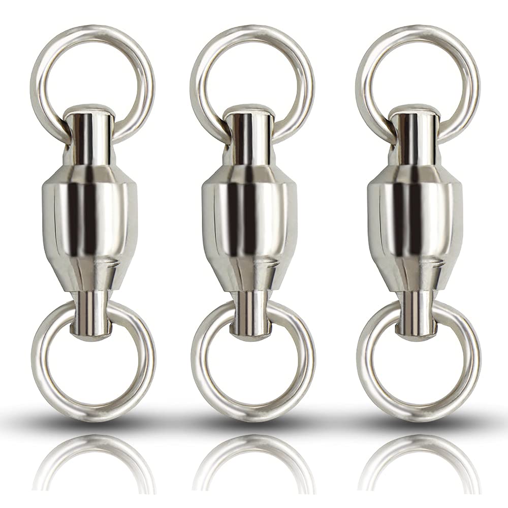 AMYSPORTS Stainless Steel Ball Bearing Fishing Swivels - High Strength Barrel Swivel Connector for Freshwater & Saltwater Fishing - Perfect for Lure Rigging, Trolling & Offshore Angling