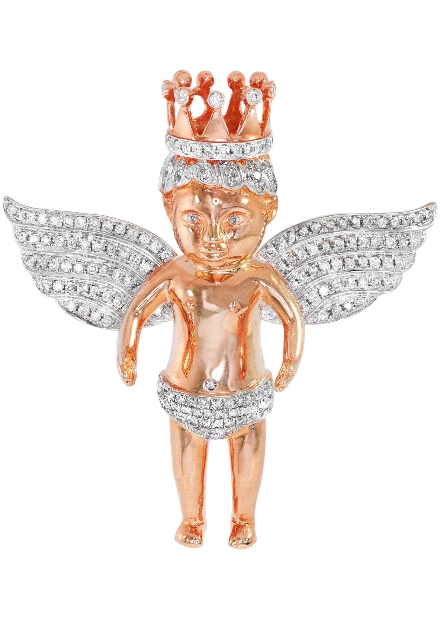Diamond Angel Pendant Necklace - 32.43g Solid Gold with 2.58 Carat Genuine Diamonds | Elegant Jewelry Gift for Women | Perfect for Weddings, Anniversaries & Special Occasions