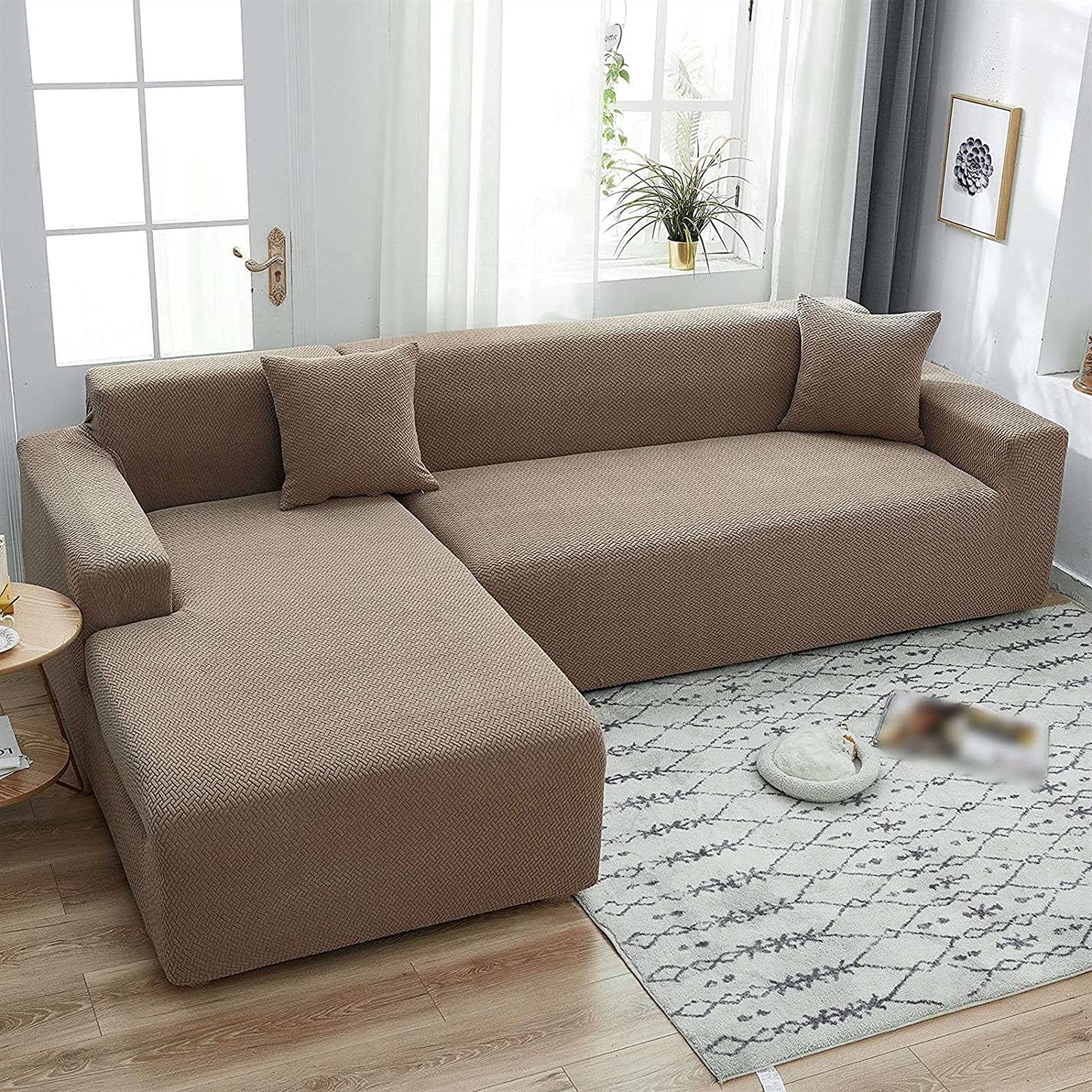 2-Piece Waterproof Stretch L-Shaped Sofa Slipcover - Ultra Soft Sectional Couch Cover for Pets & Kids, Durable Furniture Protector for Living Room, Family Gatherings & Pet-Friendly Homes