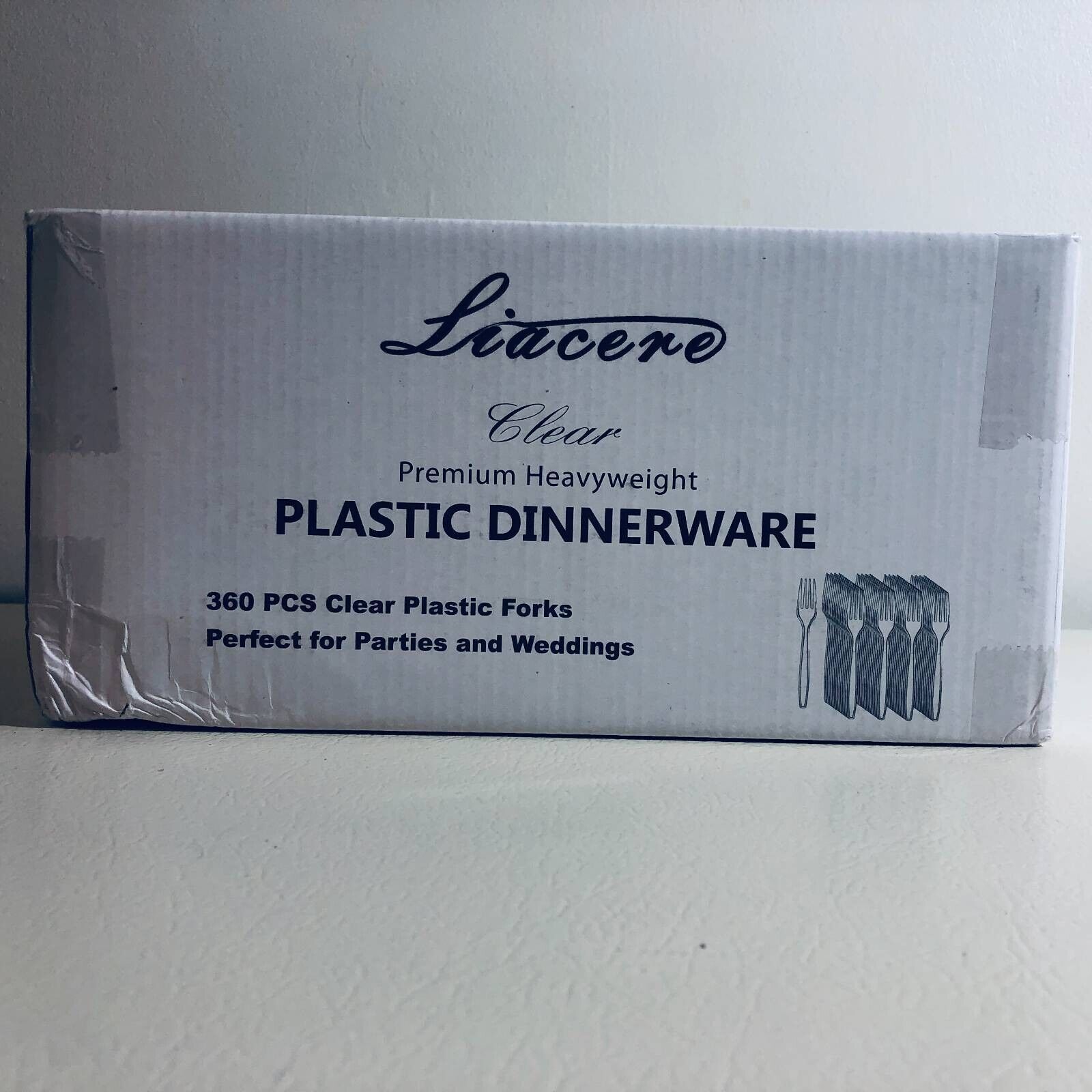 Liacere Premium Heavyweight Clear Disposable Plastic Forks - 360 Count Bulk Pack - Elegant Wedding, Party, Catering & Outdoor Dining Utensils