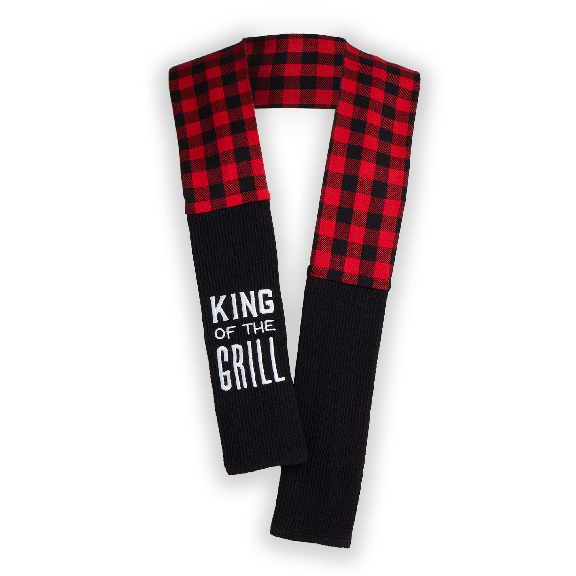 DEMDACO Extra Long Cotton Blend Kitchen Towel - Black, Over The Shoulder BBQ Grill Towel for Cooking, Grilling & Outdoor Use - King of Grill Series