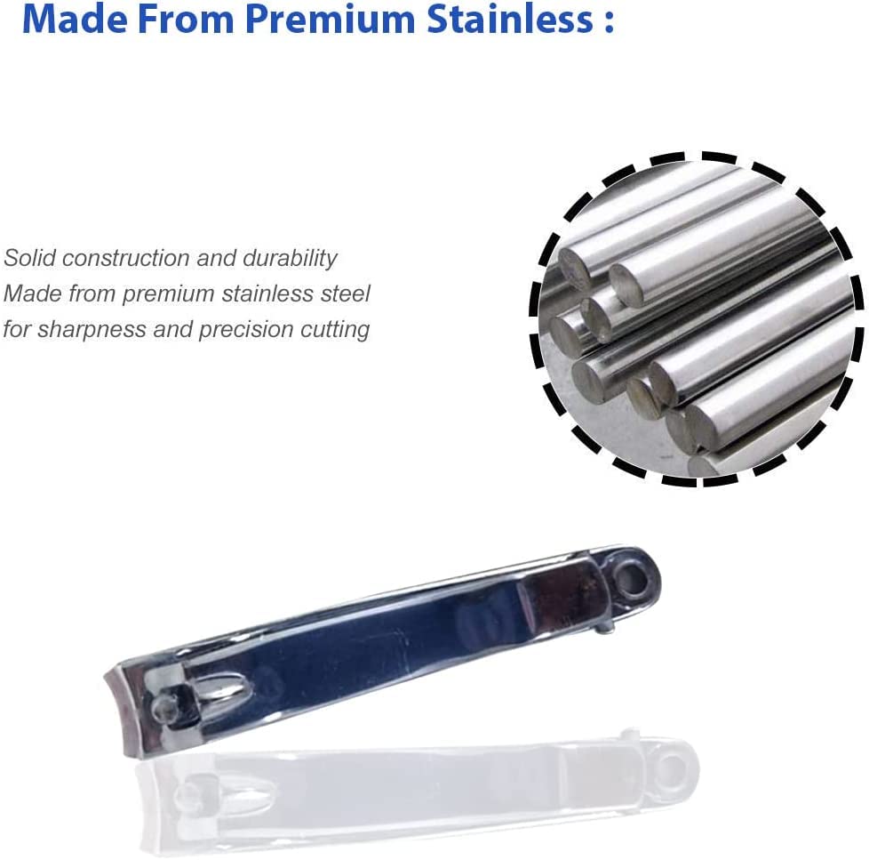 Premium Stainless Steel Nail Clippers Set of 2 - Sharp Curved & Slant Design for Men, Women & Kids - Durable Fingernail & Toenail Clipper Kit for Home, Travel & Grooming Essentials