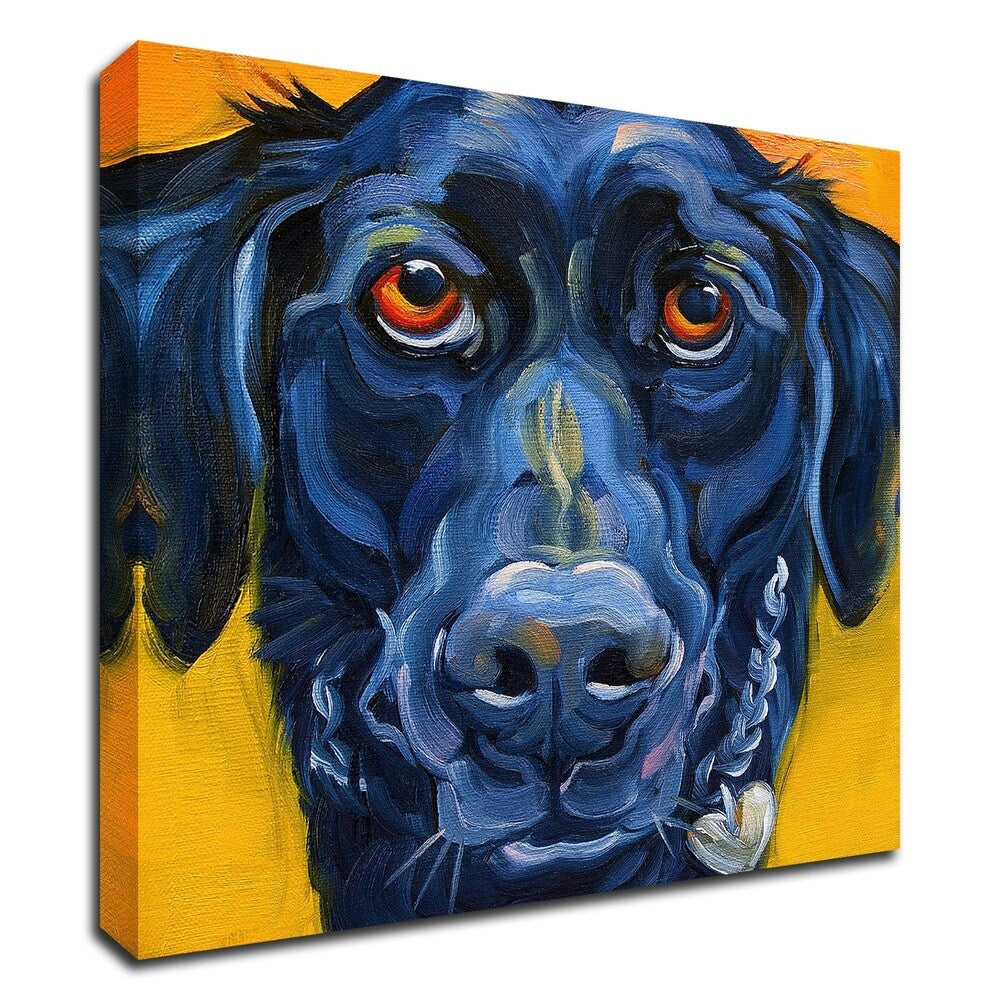 Black Dog Canvas Art Print by CR Townsend - Framed & Ready to Hang - Perfect for Living Room, Bedroom or Office Wall Decor