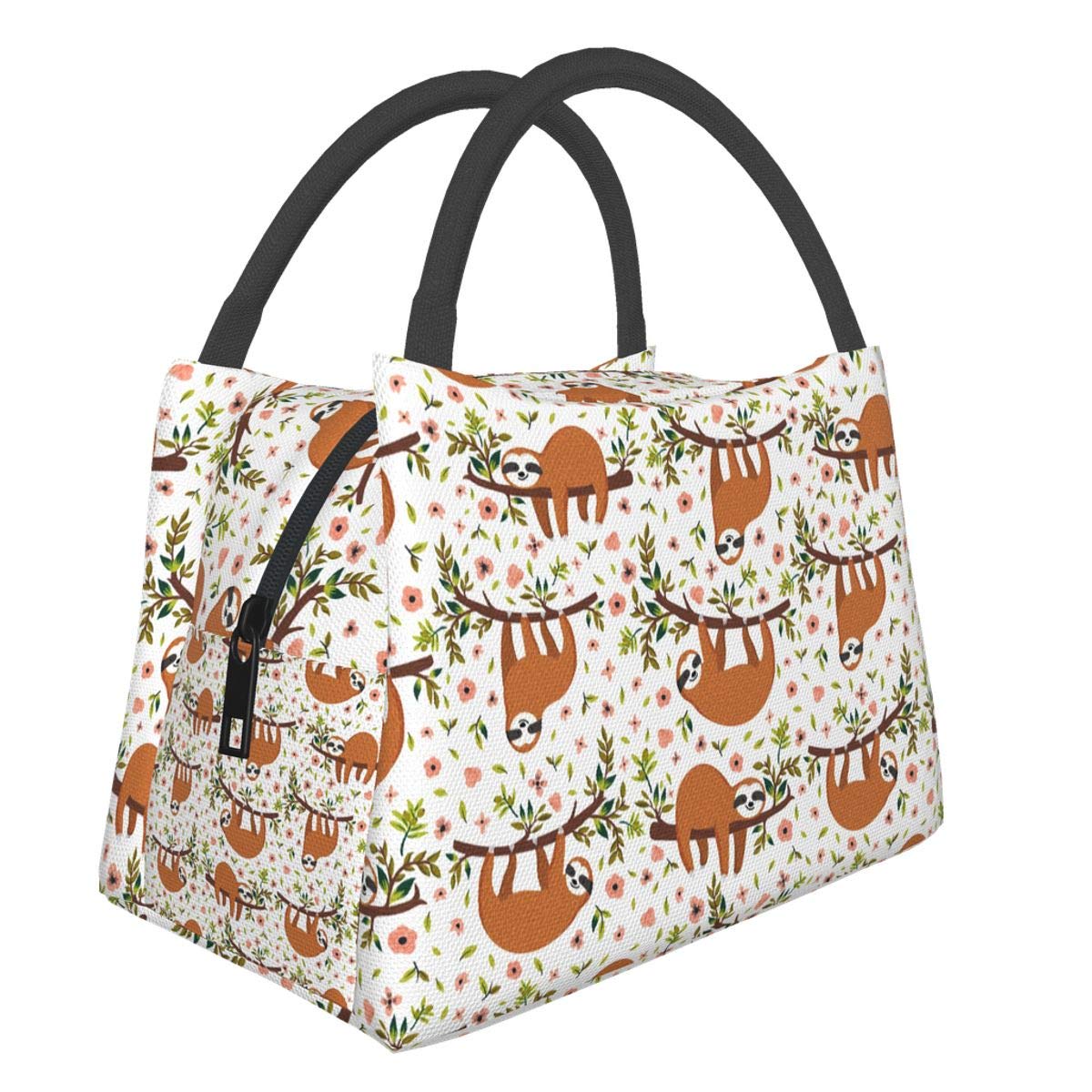 Funny Sloth Lunch Bag - Insulated Reusable Tote Lunch Box for Men & Women - Perfect for Work, Picnic, School & Travel - Cute Sloth Design with Tree Print