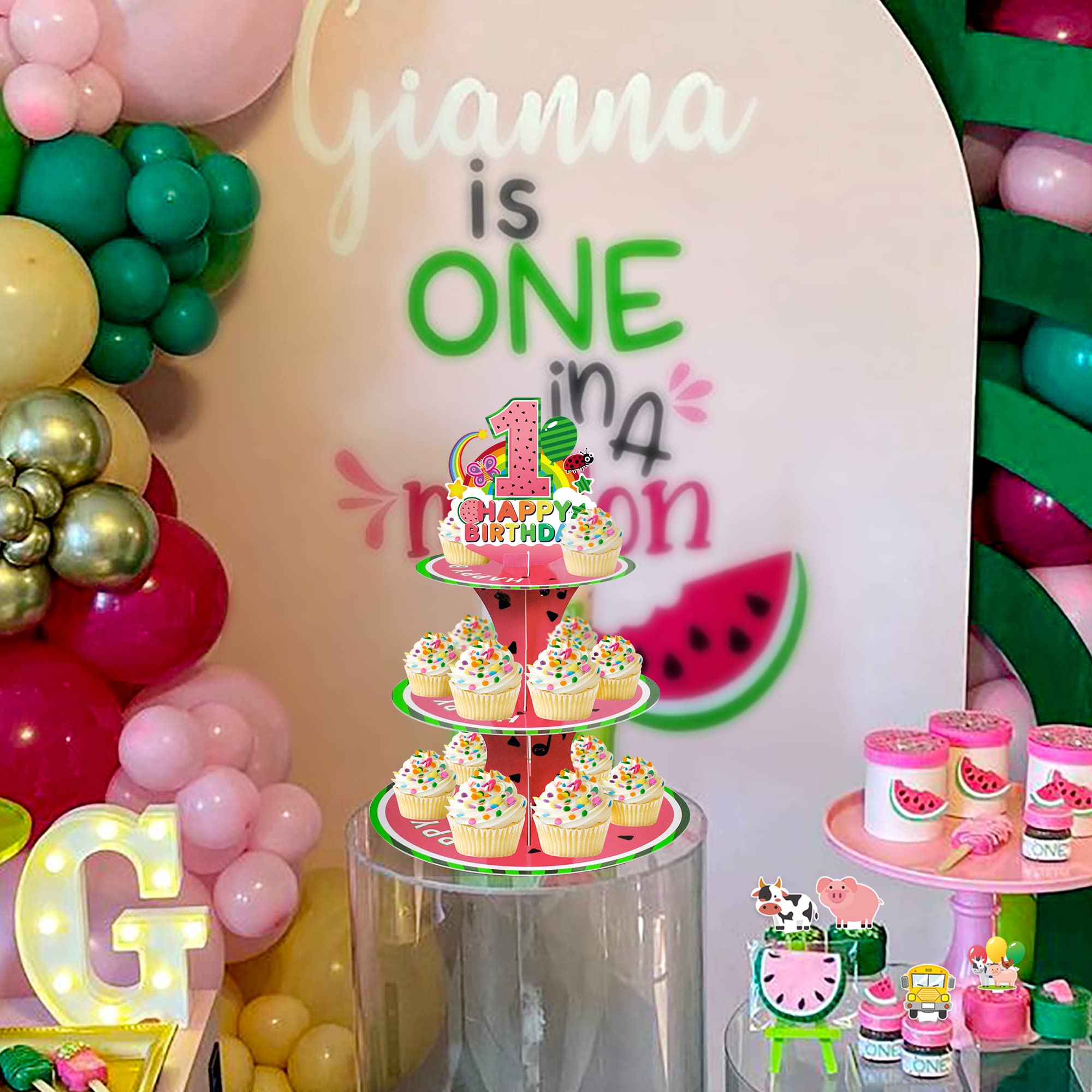 Watermelon Party Supplies Cupcake Stand - 1st Birthday Cake Stand for Kids, Baby Shower & Coco Themed Party Decorations | Perfect for Summer Parties, Kids Birthday Celebrations & Baby Showers