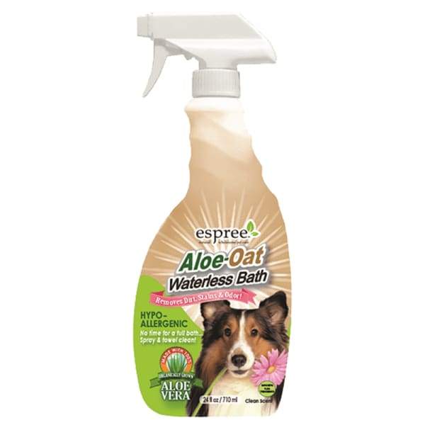 Espree Aloe Oat Waterless Bath for Dogs & Cats - 24oz Soothing Spray | No-Rinse Pet Shampoo for Dry Itchy Skin Relief & Odor Control - Perfect for Travel, Grooming & Between Baths