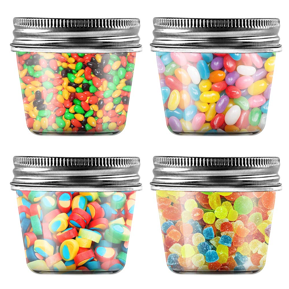 Novelinks 4oz Clear Plastic Jars with Screw-On Lids - 40 Pack BPA-Free Refillable Round Containers for Slime, Spices, Crafts & Kitchen Storage - Perfect for DIY, Organizing & Household Use