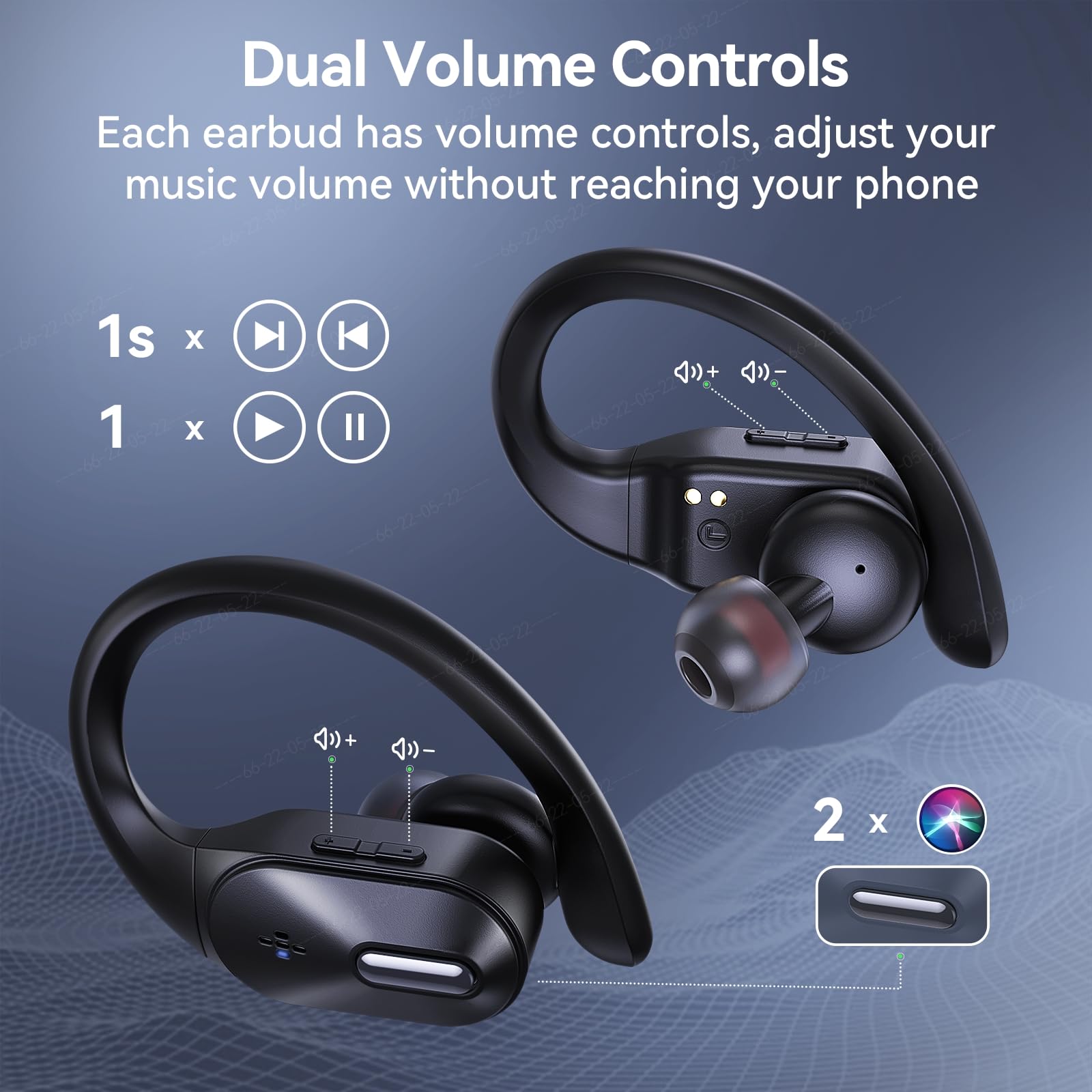 Premium Wireless Bluetooth Earbuds with Deep Bass, 48H Playtime & LED Display - IPX7 Waterproof Sports Earphones with Wireless Charging Case, Built-in Mic & Secure Earhooks for Running, Gym & Outdoor Activities