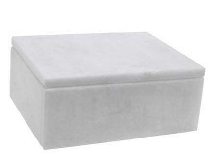 KhanImports Decorative White Marble Jewelry Box with Lid - 5 Inch Rectangular Stone Gift Box for Jewelry, Rings & Keepsakes | Perfect for Home Decor, Wedding Gifts & Luxury Storage