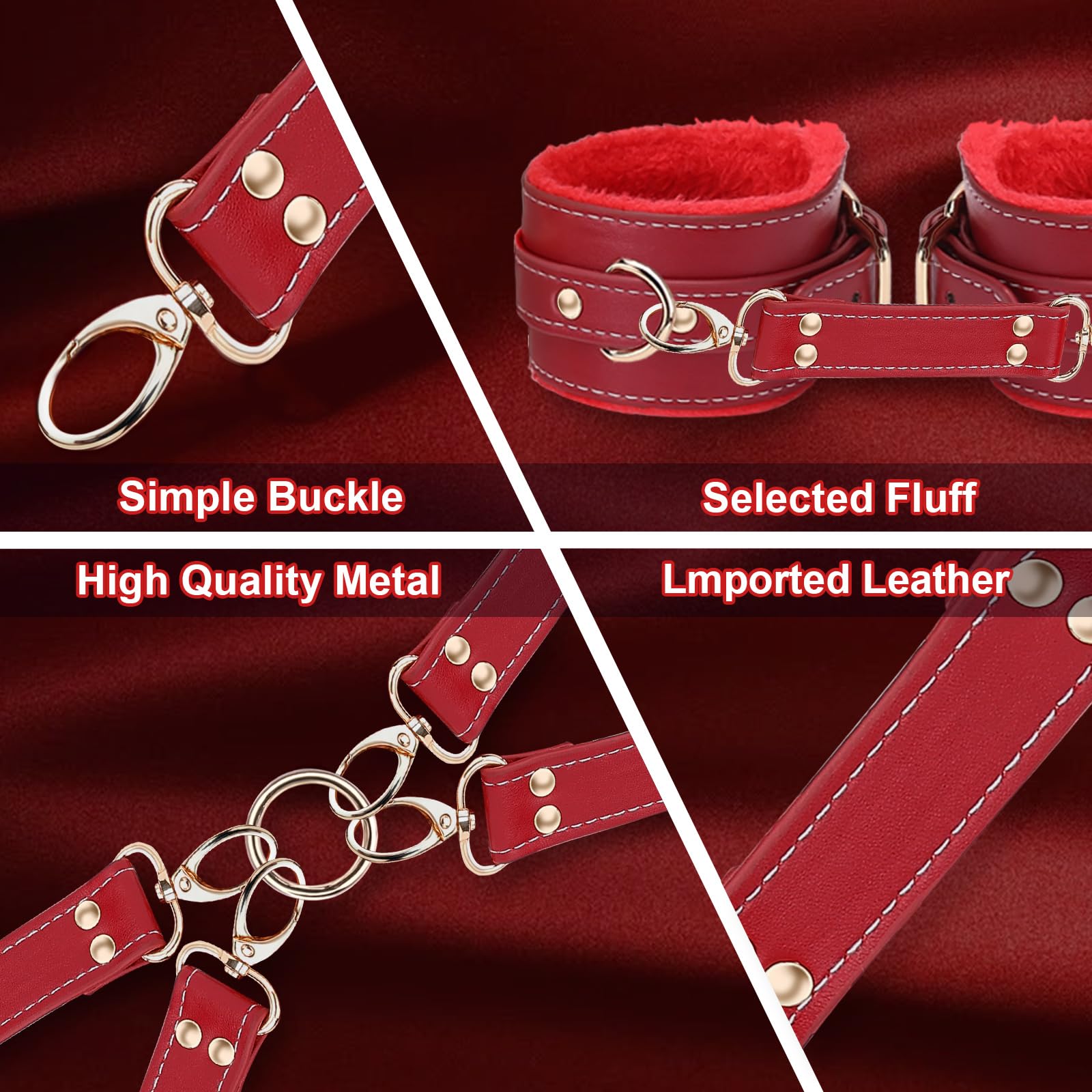 Premium 11-Piece BDSM Bondage Kit for Couples - Adjustable Handcuffs, Ankle Cuffs, Thigh Restraints, Blindfold, Waist Strap & Paddle - Adult SM Games with Storage Bag - Perfect for Spicing Up Your Bedroom & Role Play Scenes