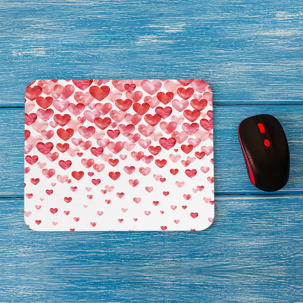 WONDERTIFY Hearts Mouse Pad - Non-Slip Rubber Base Gaming Mouse Mat for Valentines Day, Office & Home (Pink/Red, 9.5x7.9 Inches) - Perfect Gift for Gamers & Romantic Decor